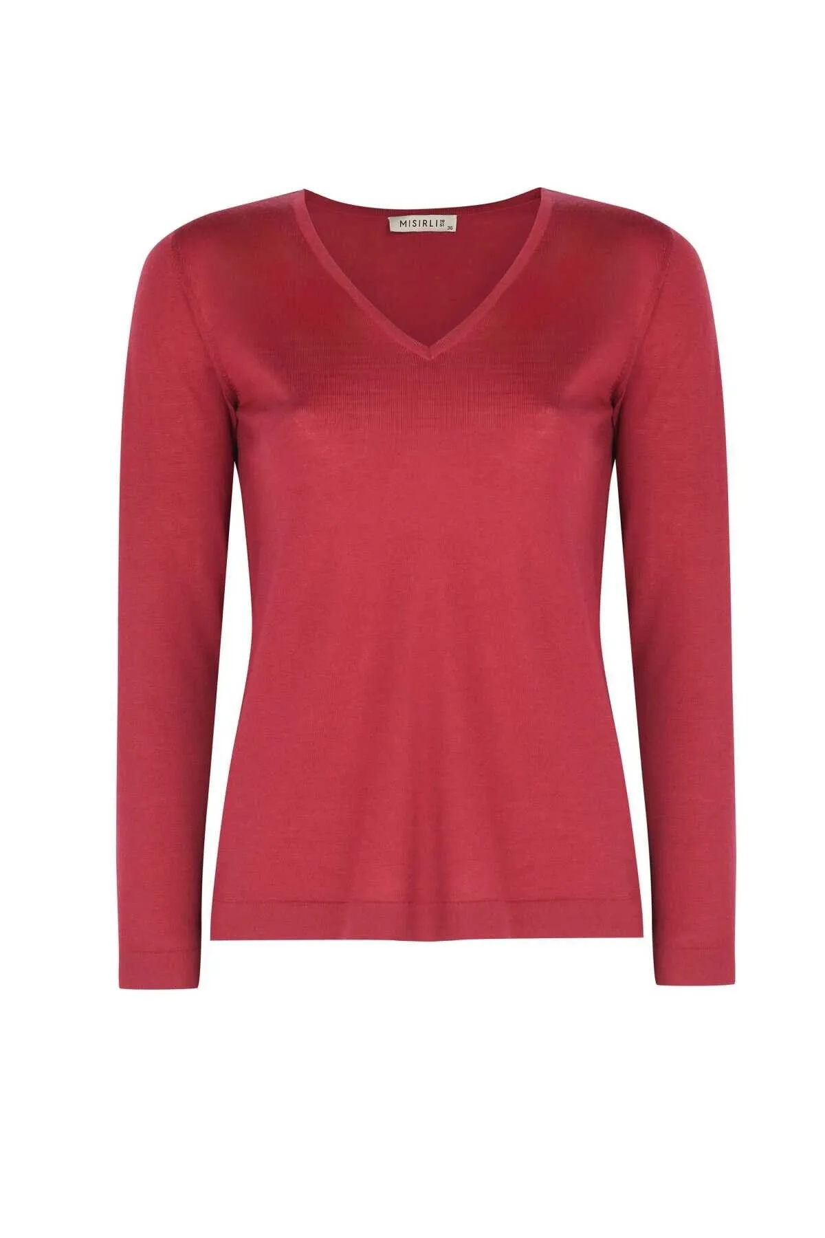 100% Wool Dusty Rose Color Long Sleeve V Neck Sweater