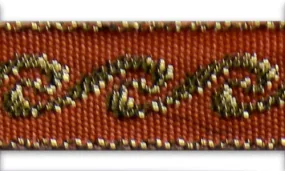 1/2" Vitruvian Wave Gold & Burnt Orange Woven Ribbon