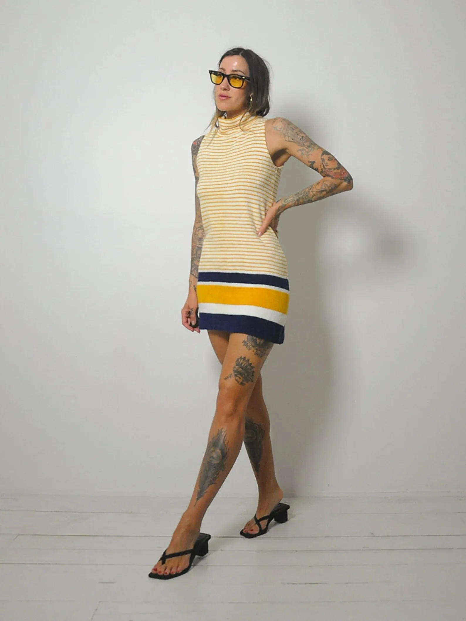 1970's Terry Cloth Striped Mini dress