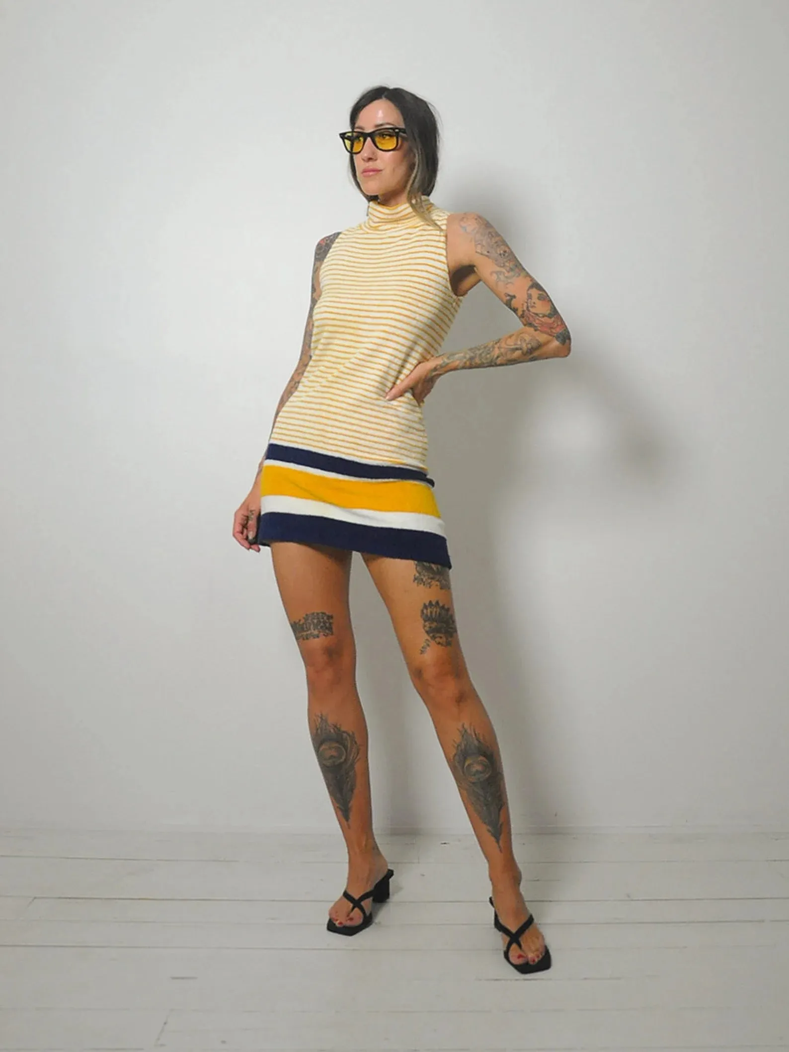 1970's Terry Cloth Striped Mini dress