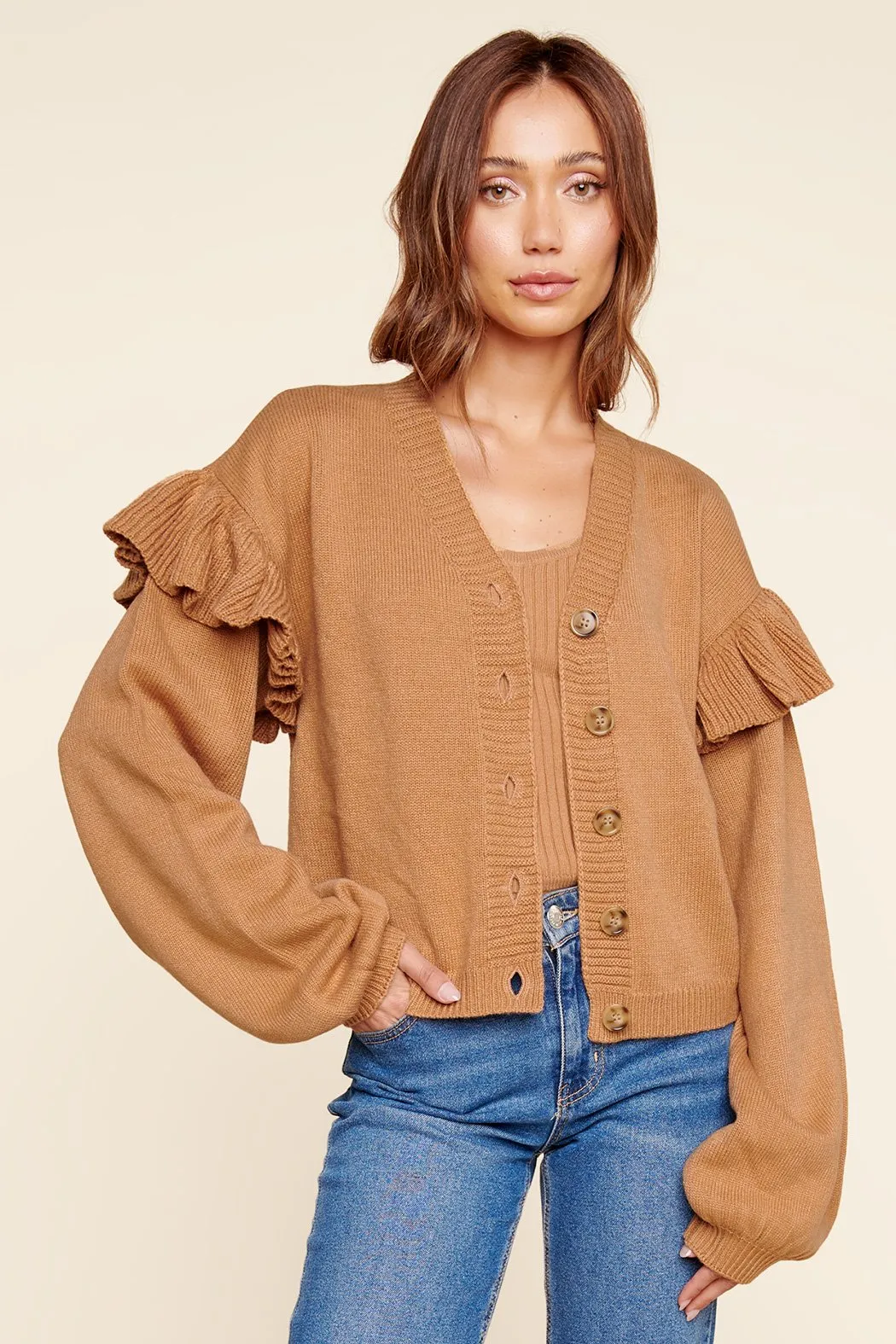 Araceli Ruffle Sleeve Cardigan