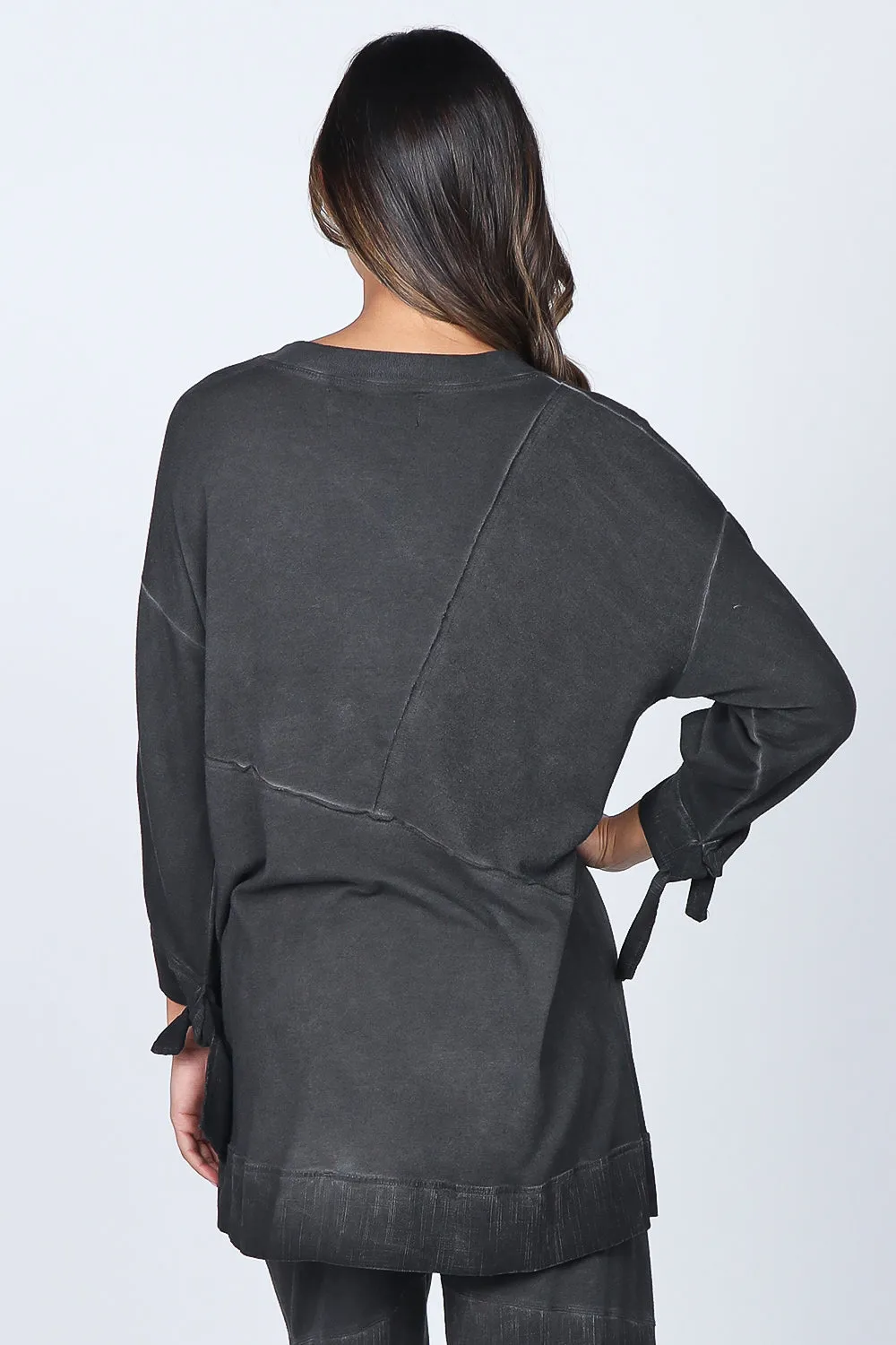 Asymmetrical Panel Baby French Terry Tunic - Oil Washed