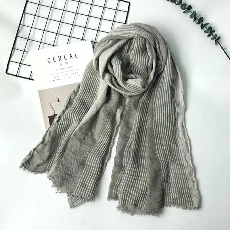 Babakud Thin Striped Fringed Scarf