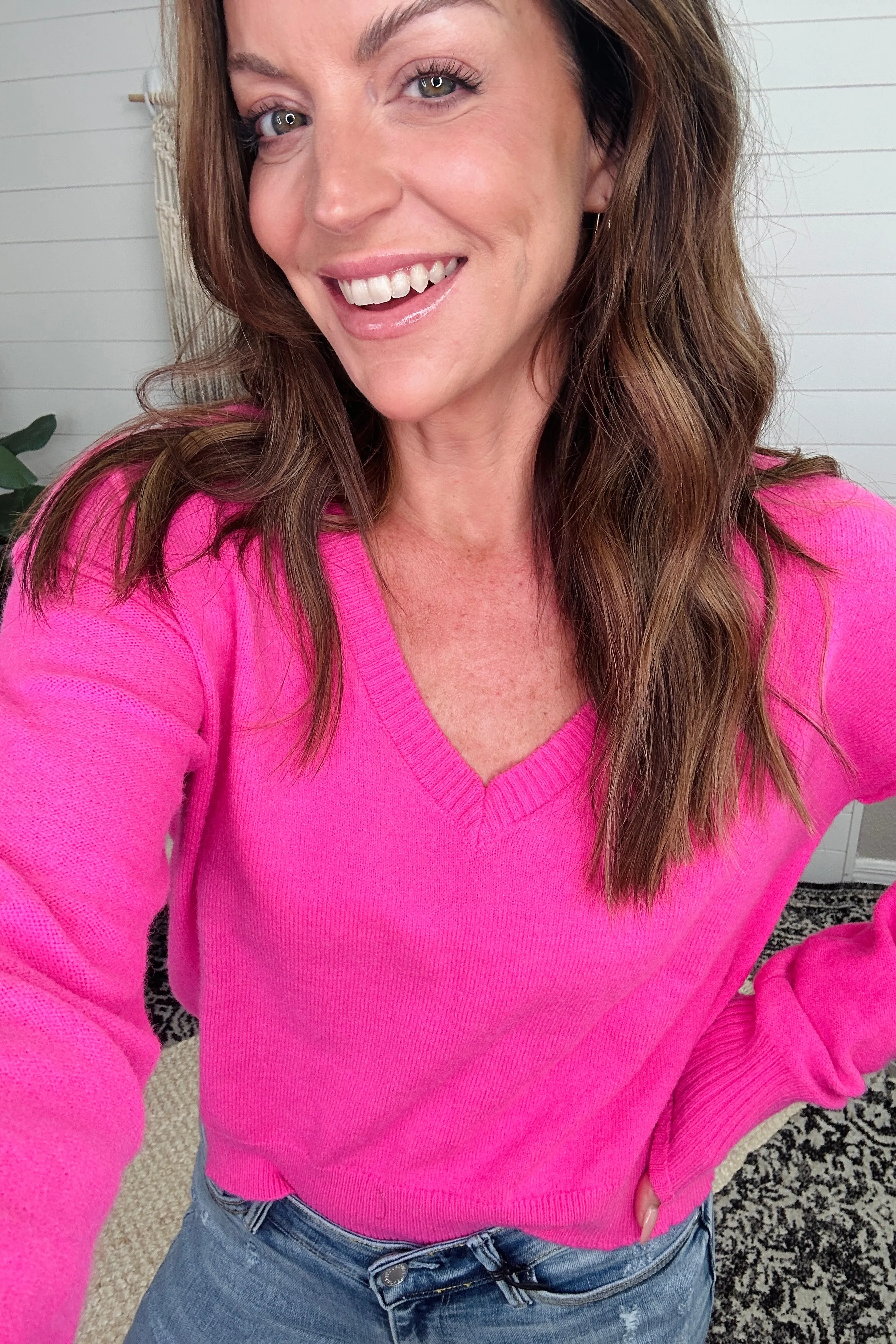 Back to Life V-Neck Sweater in Pink