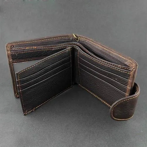 Badass Coffee Star Leather Men's Trifold Small Biker Wallet Chain Wallet Wallet with chain For Men