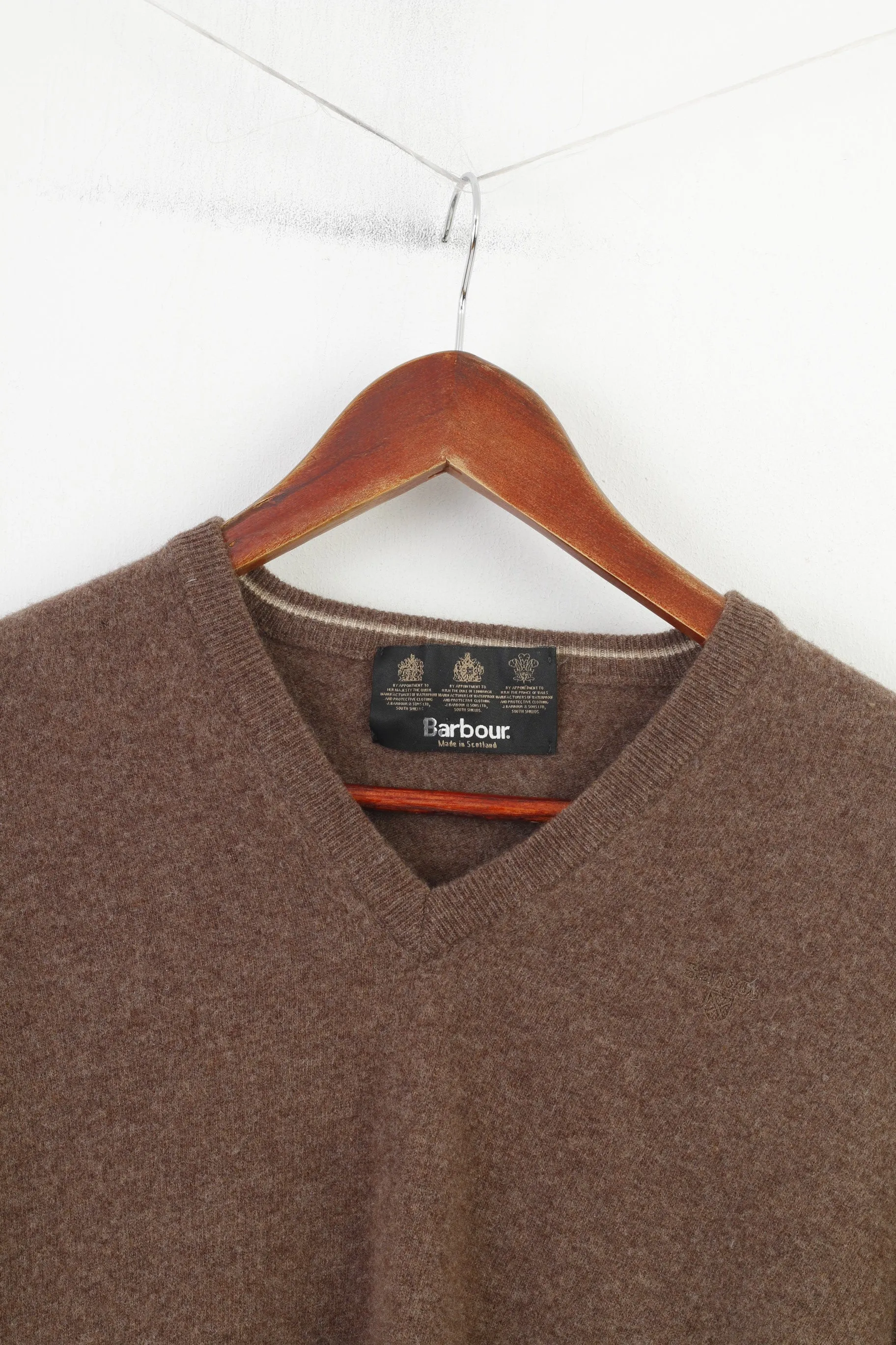 Barbour Men L Jumper V Neck Wool Lightweight Winter Vintage Sweater Scotland Top