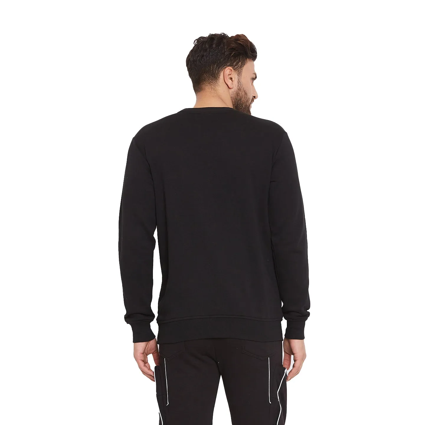 Black Chest Pocket Reflective Piping Sweatshirt