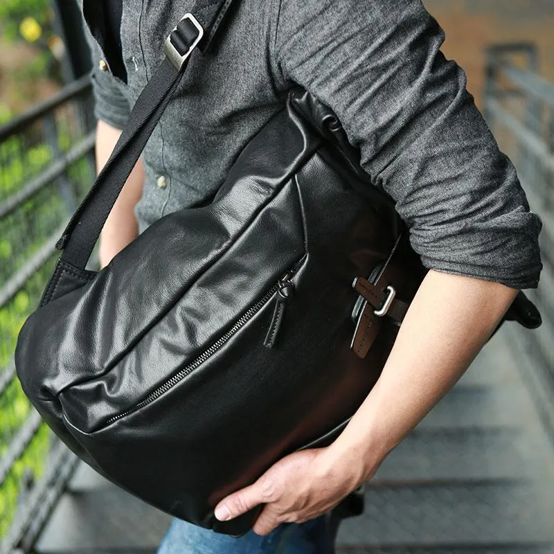 Black Leather Mens Backpacks Travel Backpacks Laptop Backpack for men