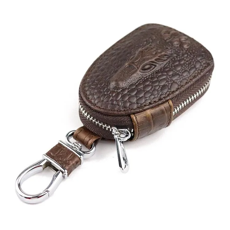 Black Leather Men's Key Wallet Zipper Car Key Case Car Holder For Men