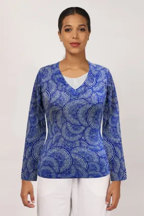 Blue Contemporary Silk Wool Cashmere Sweater