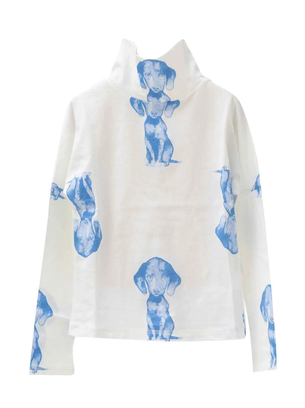 Blue Dog Print Turtleneck