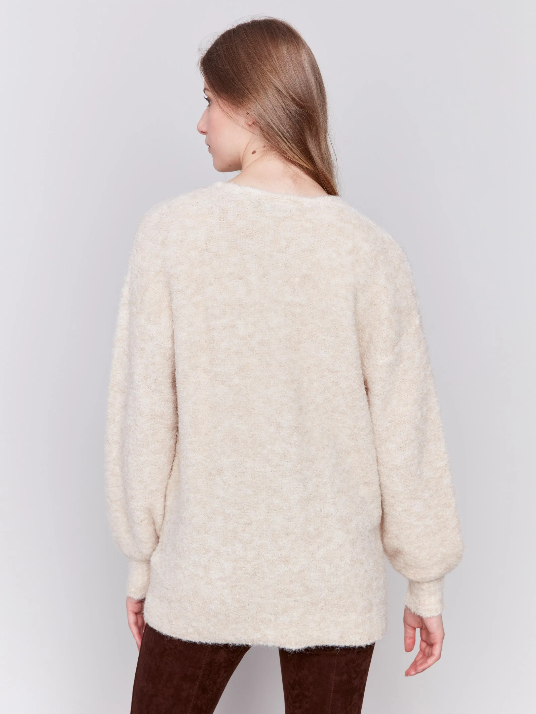 Boucle Knit Cardigan - Beige