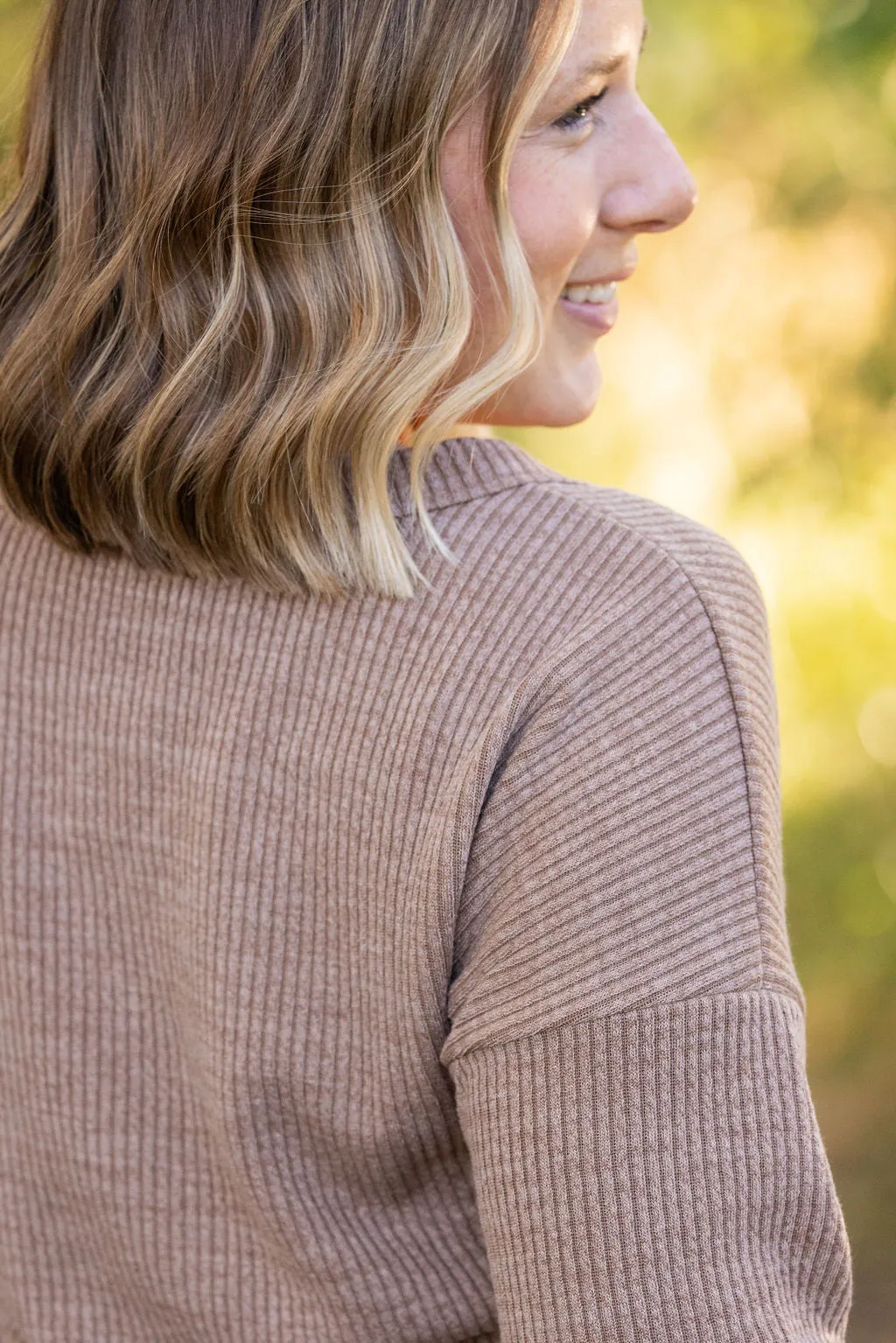 Brittney Button Sweater Top - Mocha by Michelle Mae