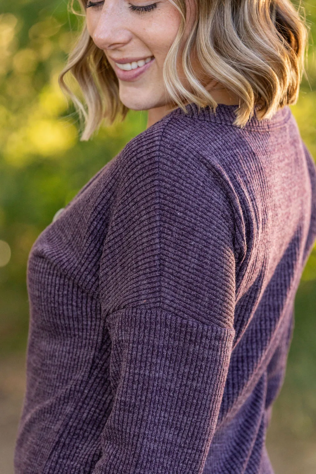 Brittney Button Sweater Top - Purple by Michelle Mae