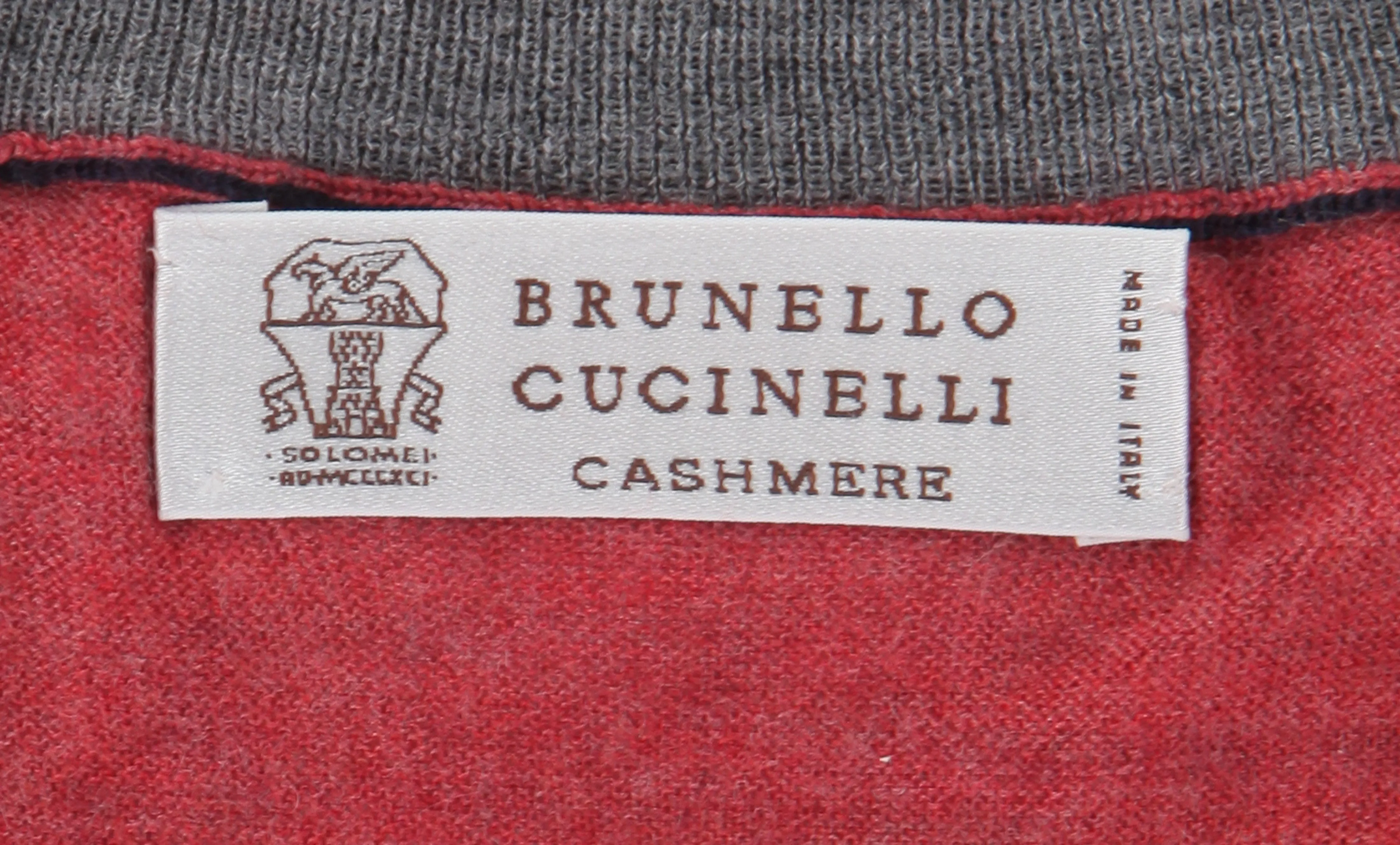 Brunello Cucinelli Red V-Neck Sweater