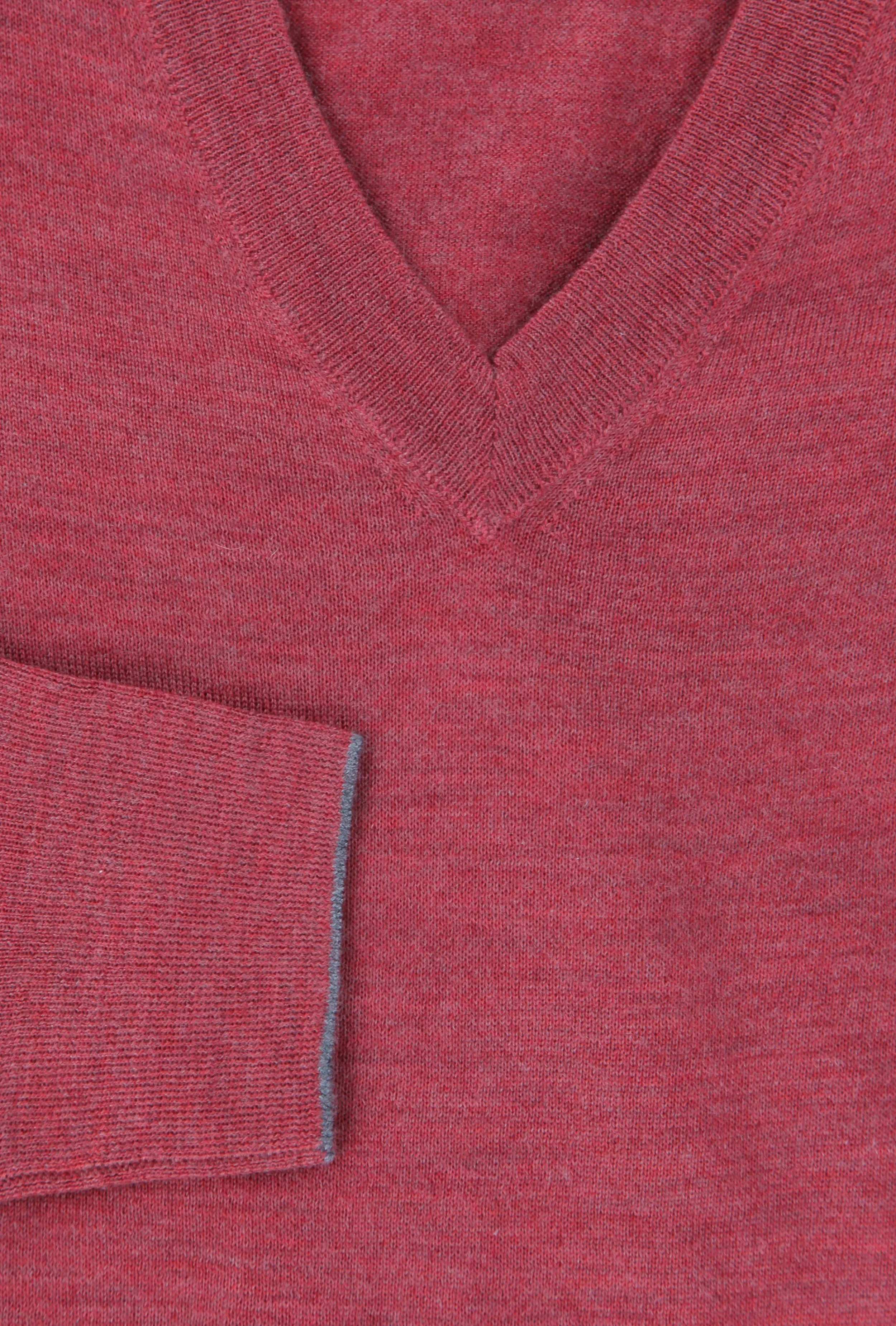 Brunello Cucinelli Red V-Neck Sweater