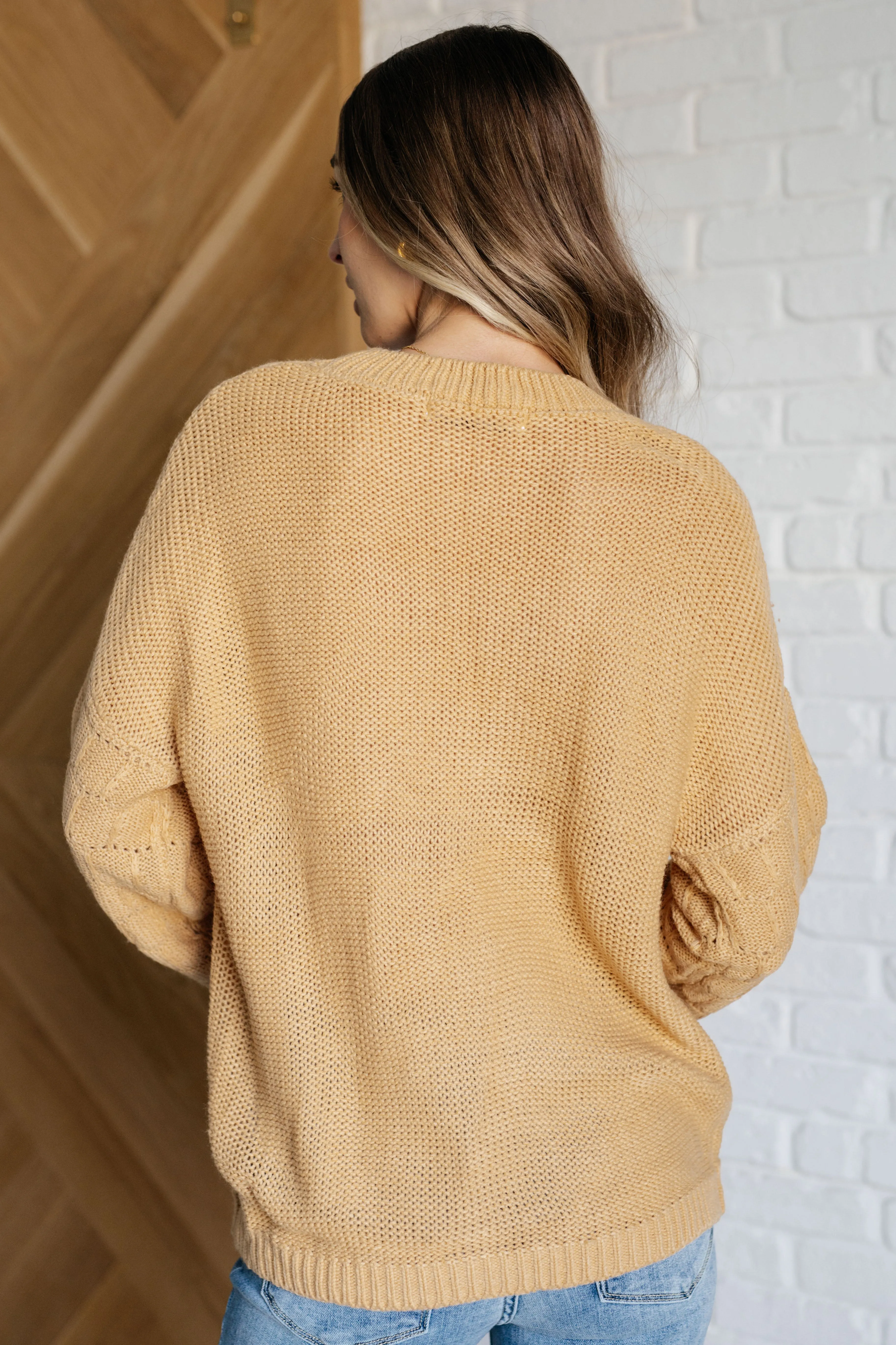 Bubbly Personality Bubble Sleeve Sweater in Wheat