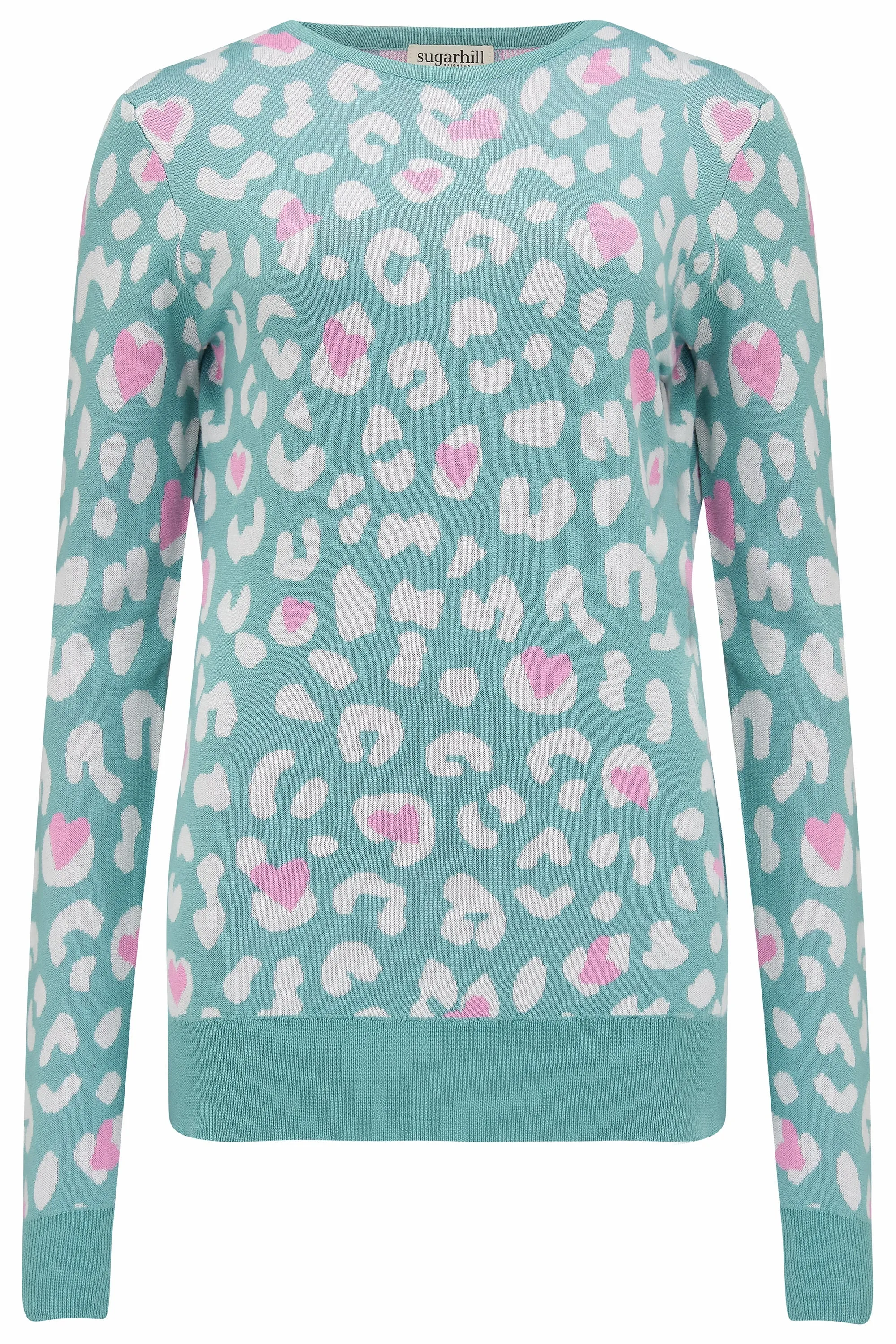 Callie Jumper | Heart Leopard (Sea Green)