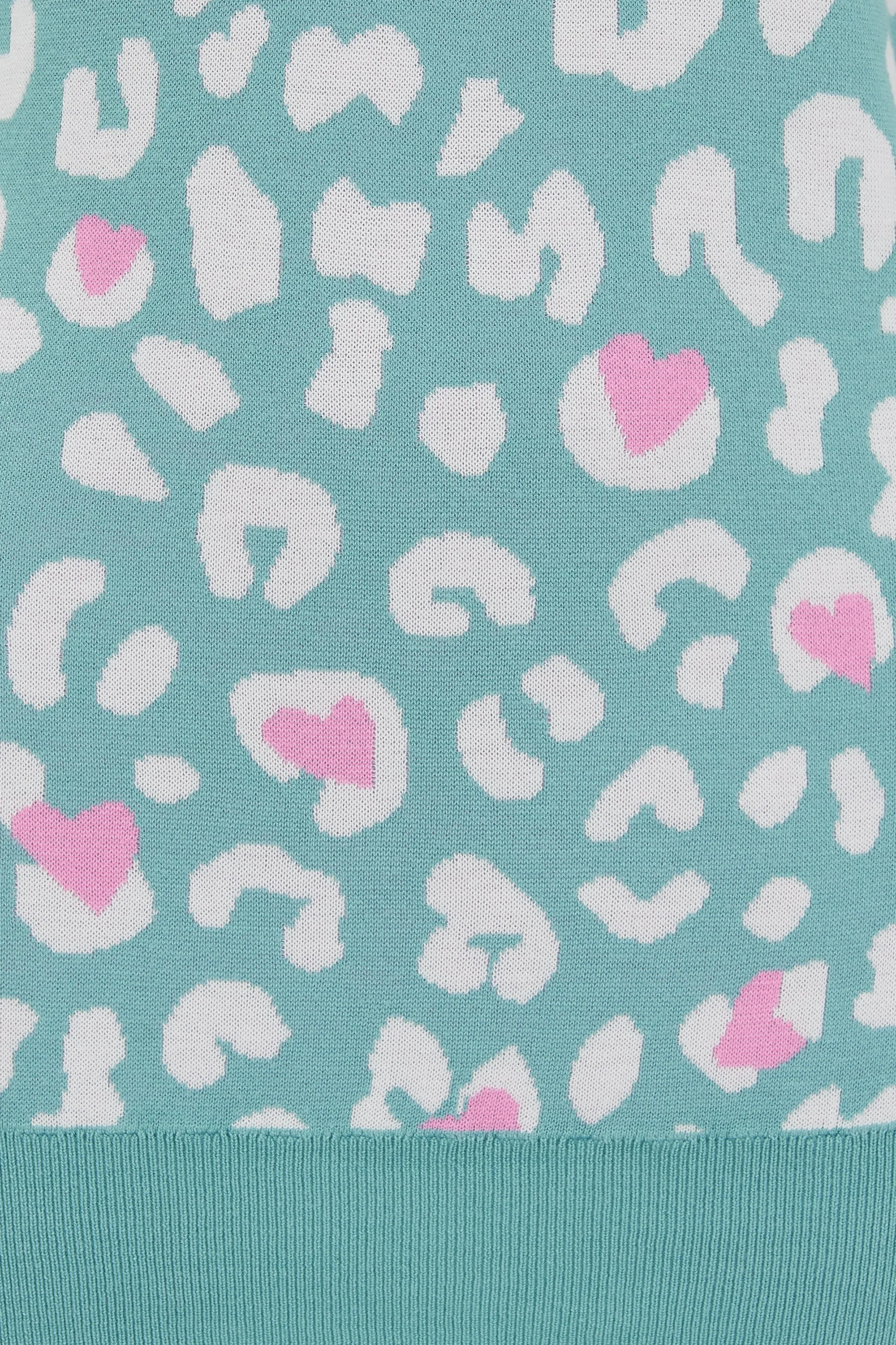 Callie Jumper | Heart Leopard (Sea Green)