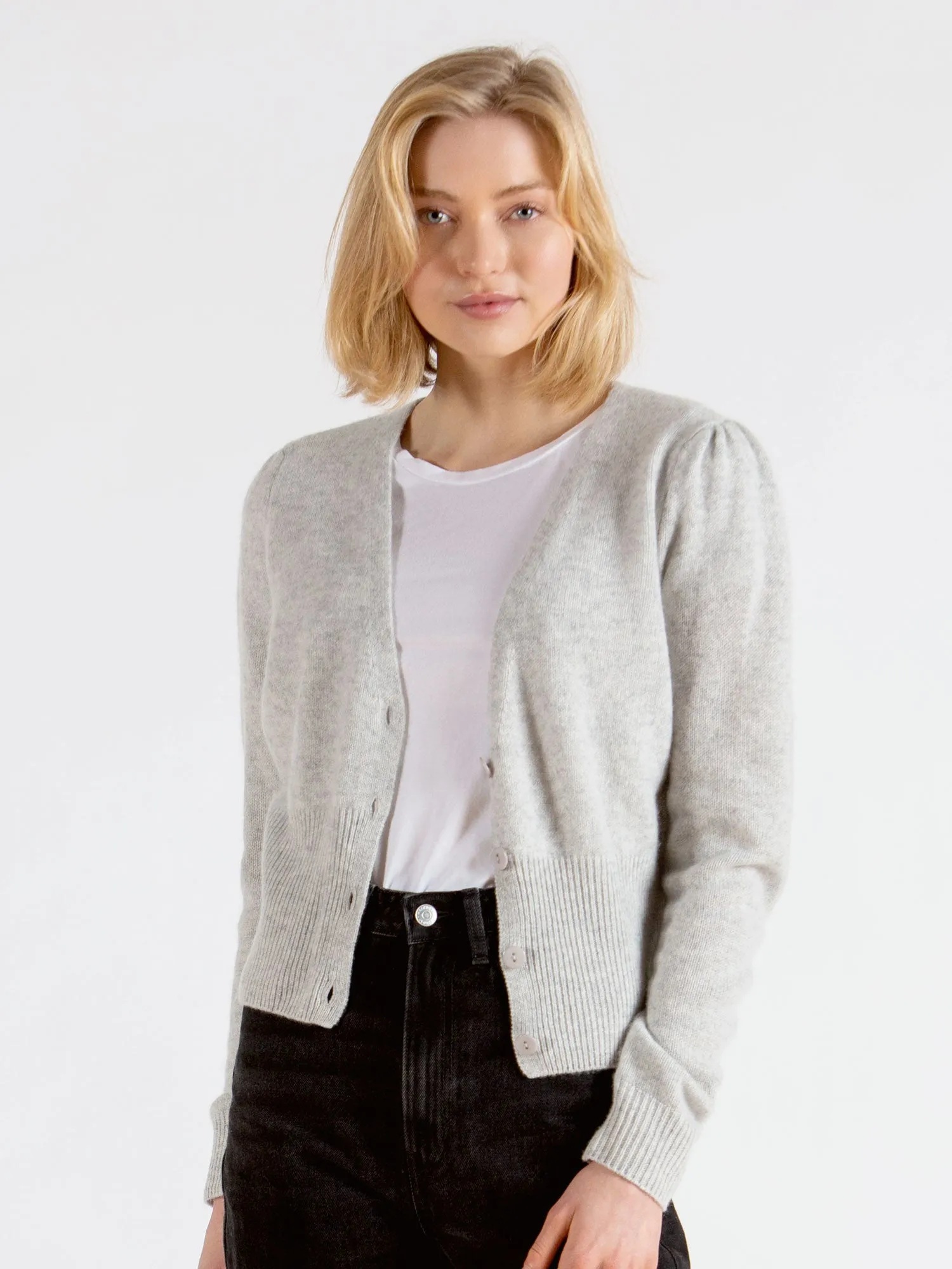 Cashmere cardigan "Grace long" - light grey