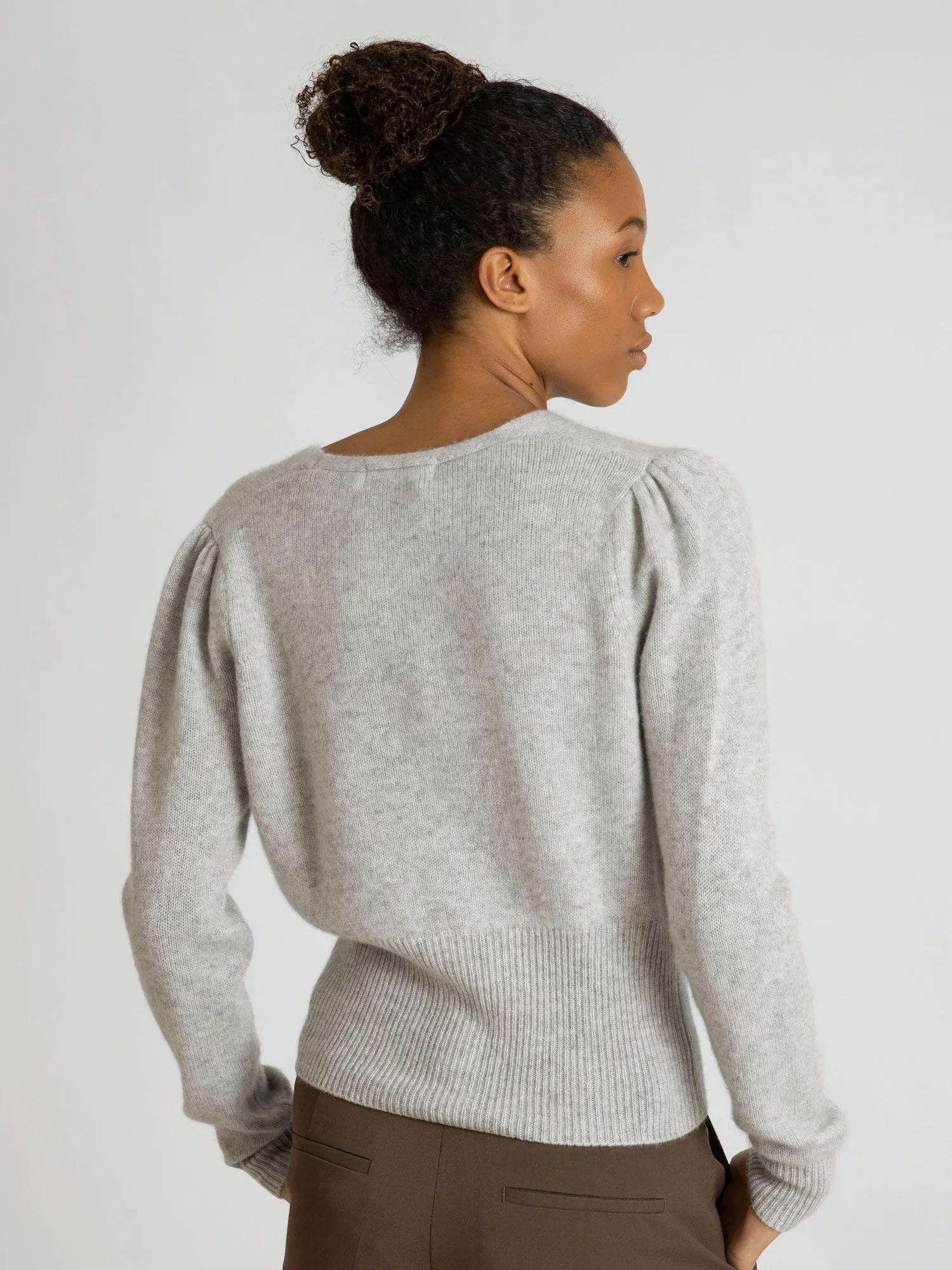 Cashmere cardigan "Grace long" - light grey