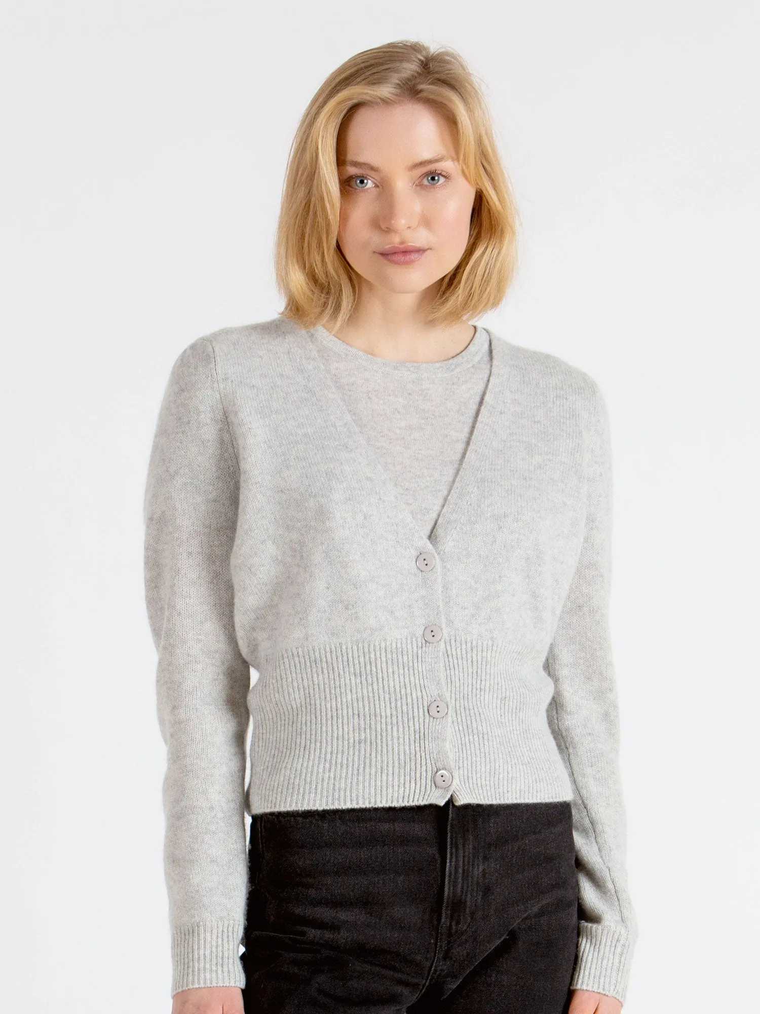 Cashmere cardigan "Grace long" - light grey