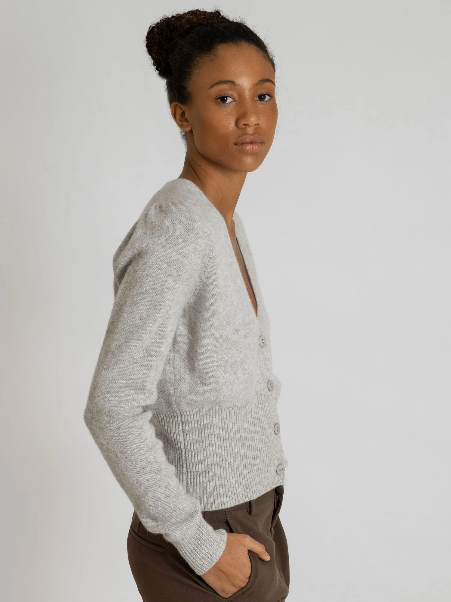 Cashmere cardigan "Grace long" - light grey