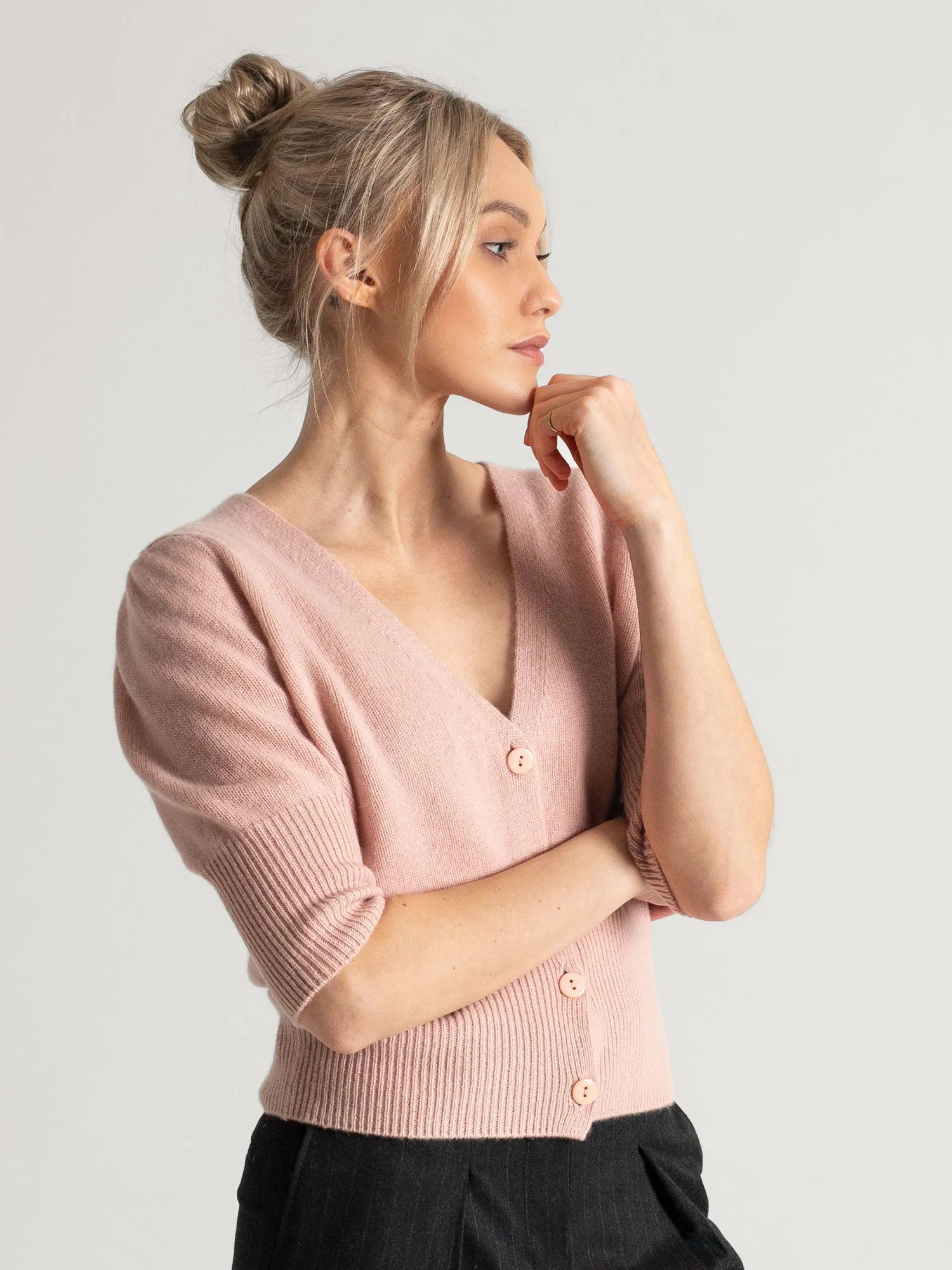 Cashmere cardigan "Grace" - rose glow