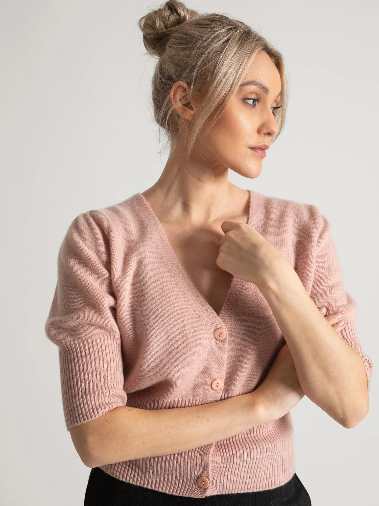 Cashmere cardigan "Grace" - rose glow