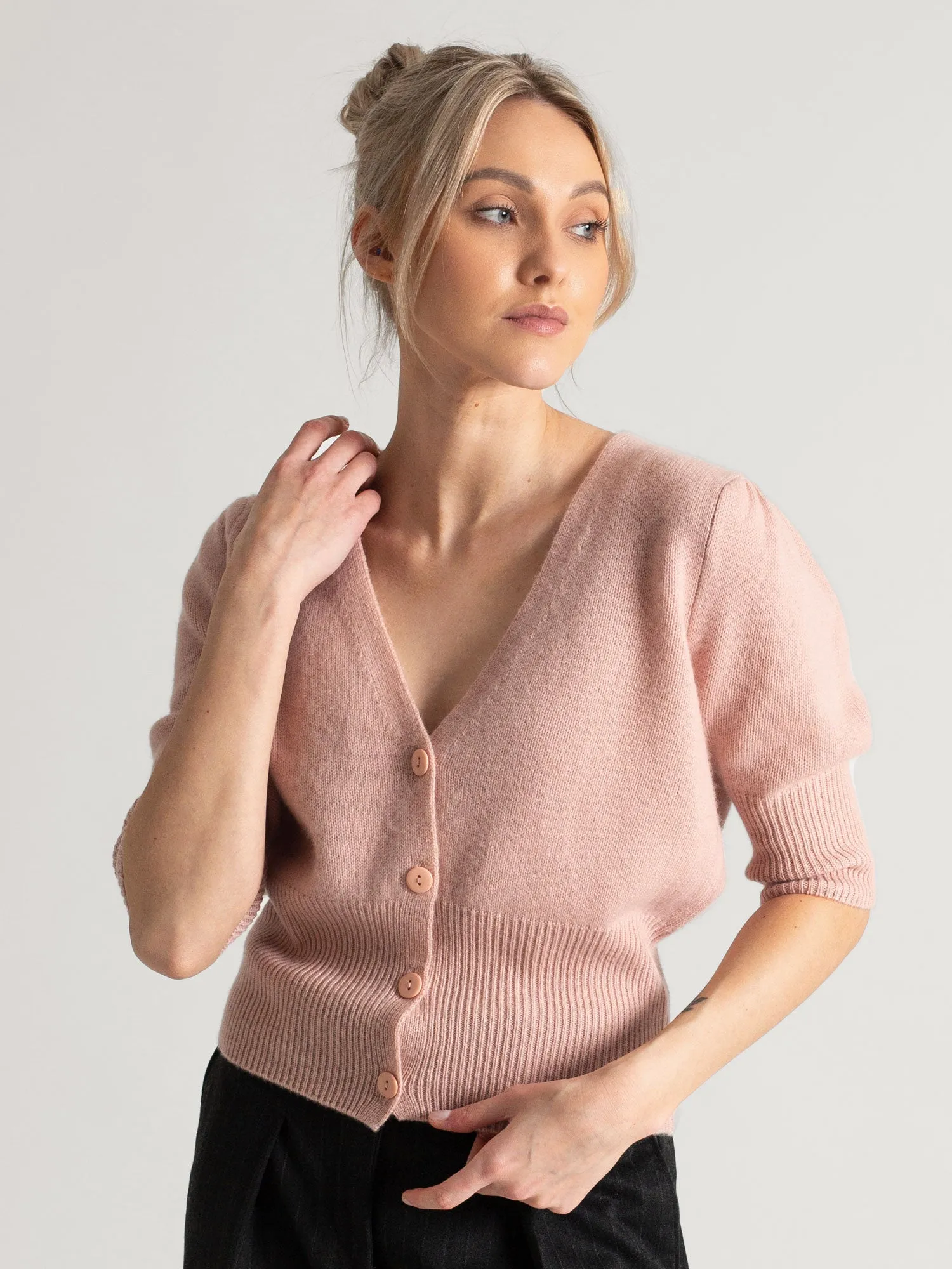 Cashmere cardigan "Grace" - rose glow