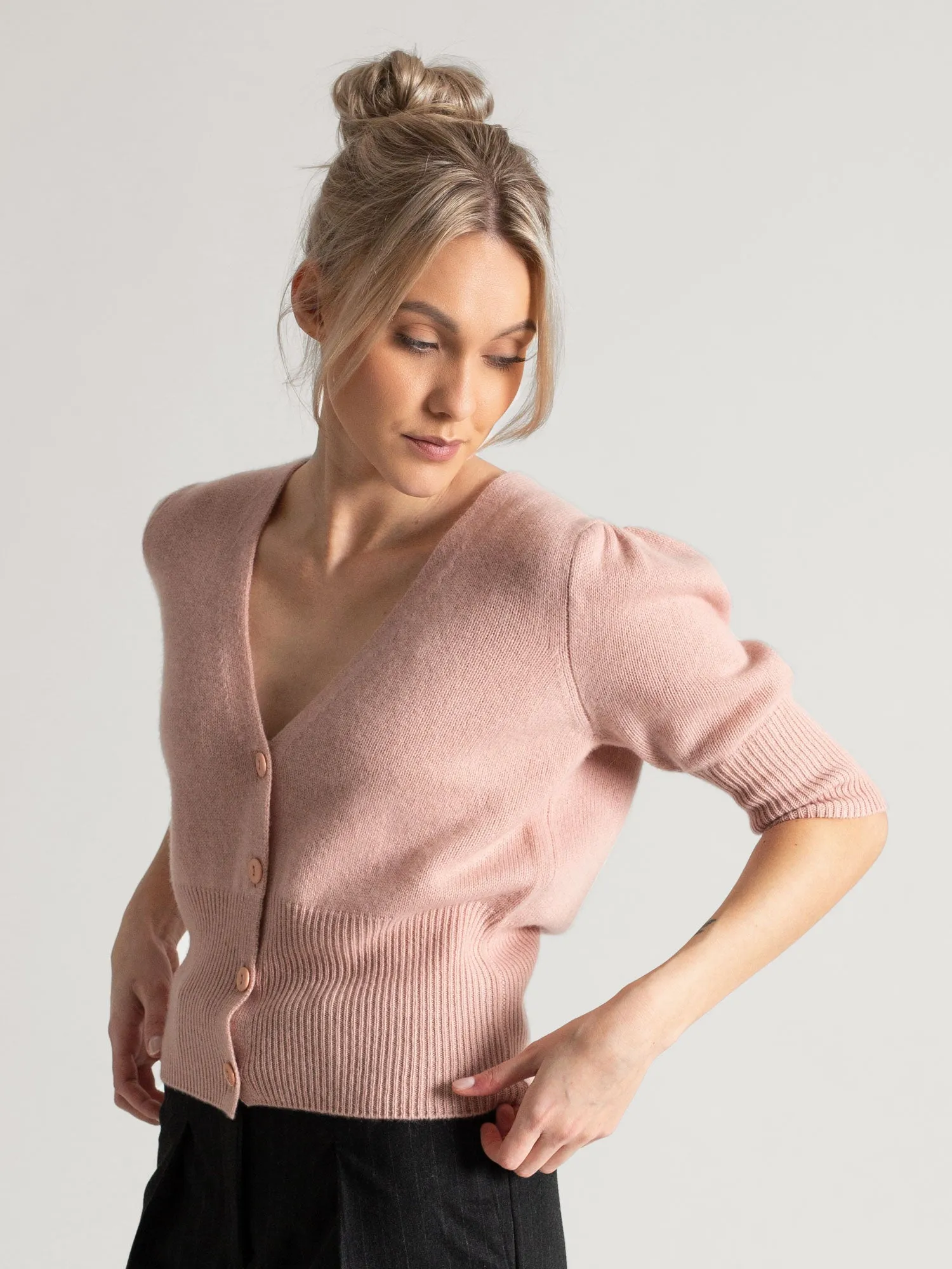 Cashmere cardigan "Grace" - rose glow