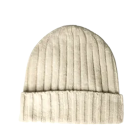 Cashmere Double Ribbed Turn up Beanie Prato Woolwhite