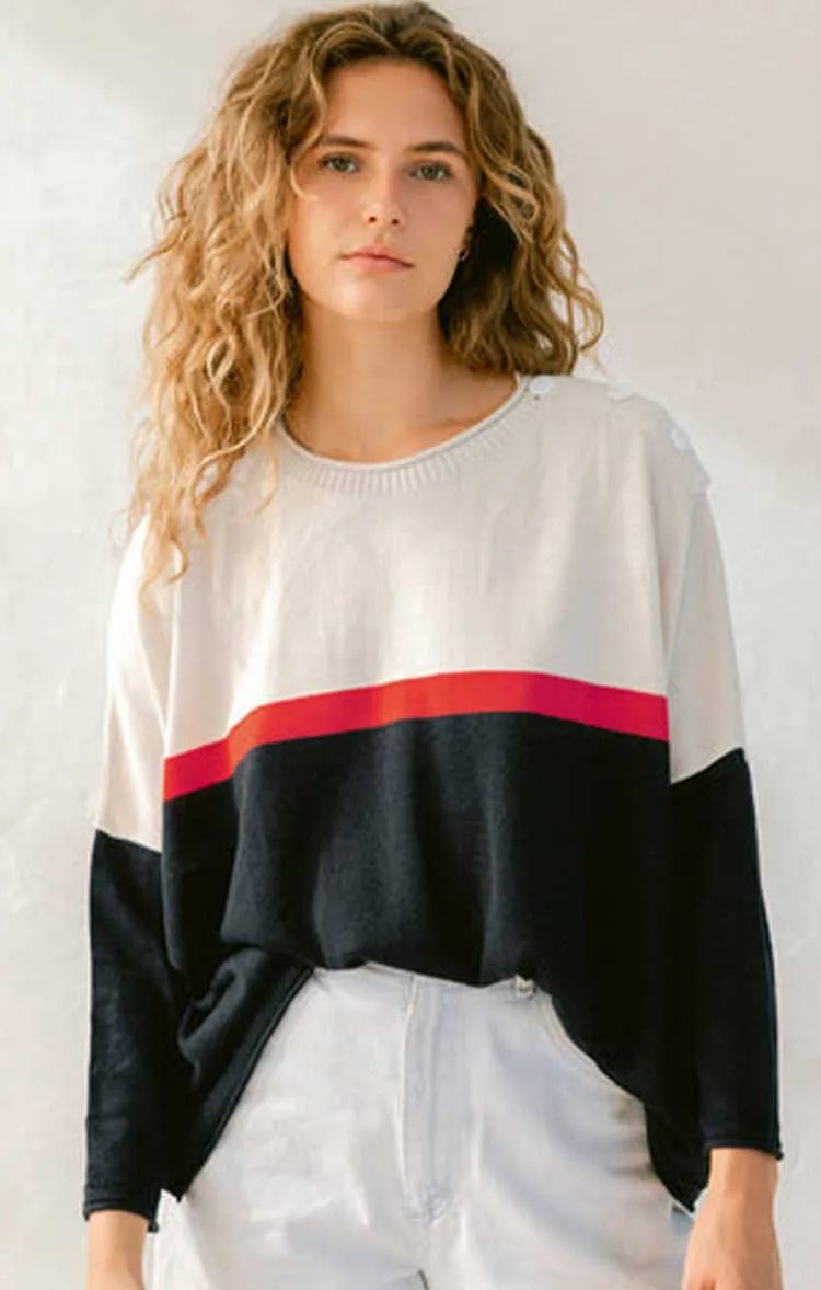 Catalina Cropped Color Block Sweater