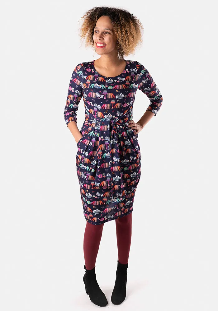 Charis Book & Tea Print Dress