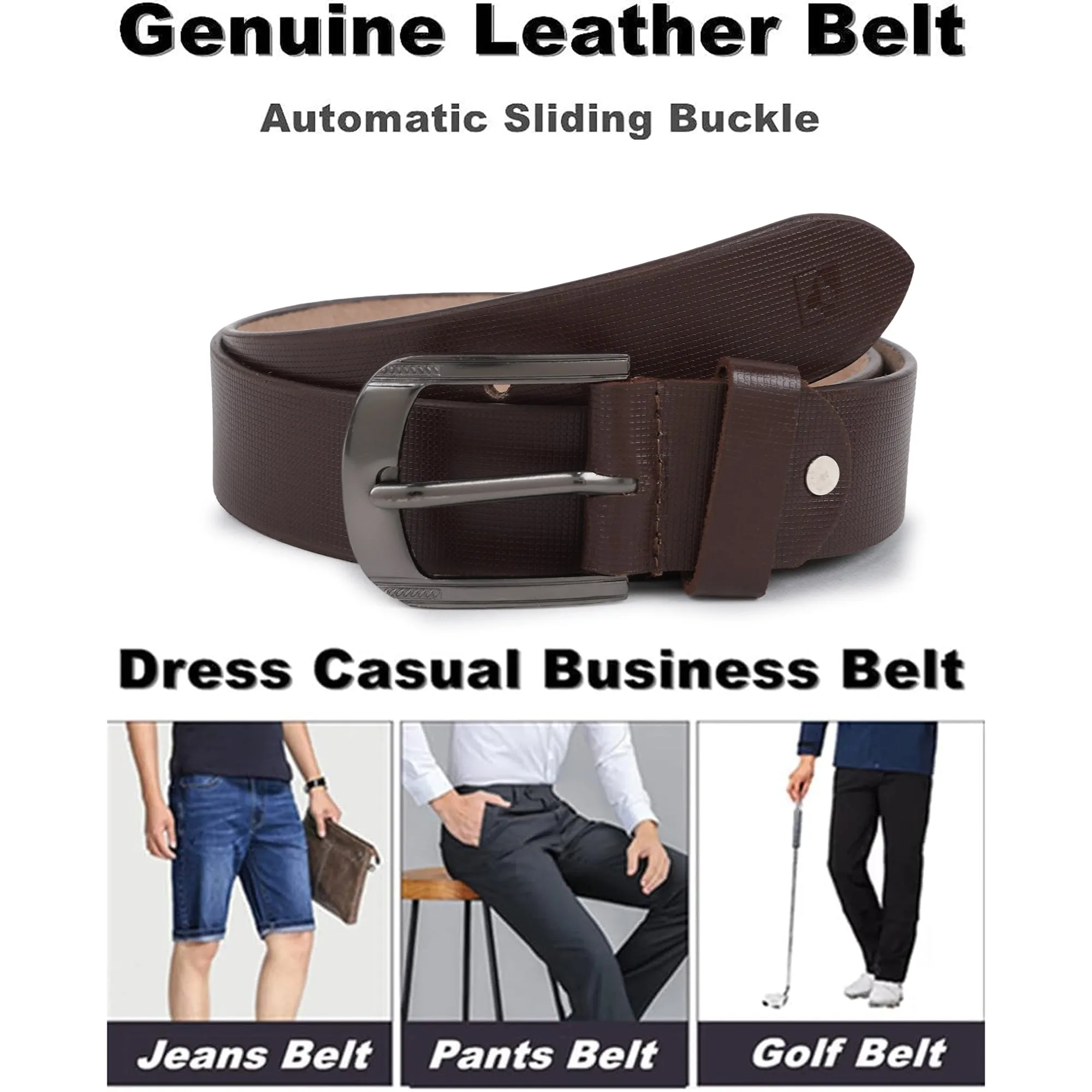 CIMONI Casual Genuine Leather Brown Formal Travel Belt For Men ( 1 Year Gurantee)