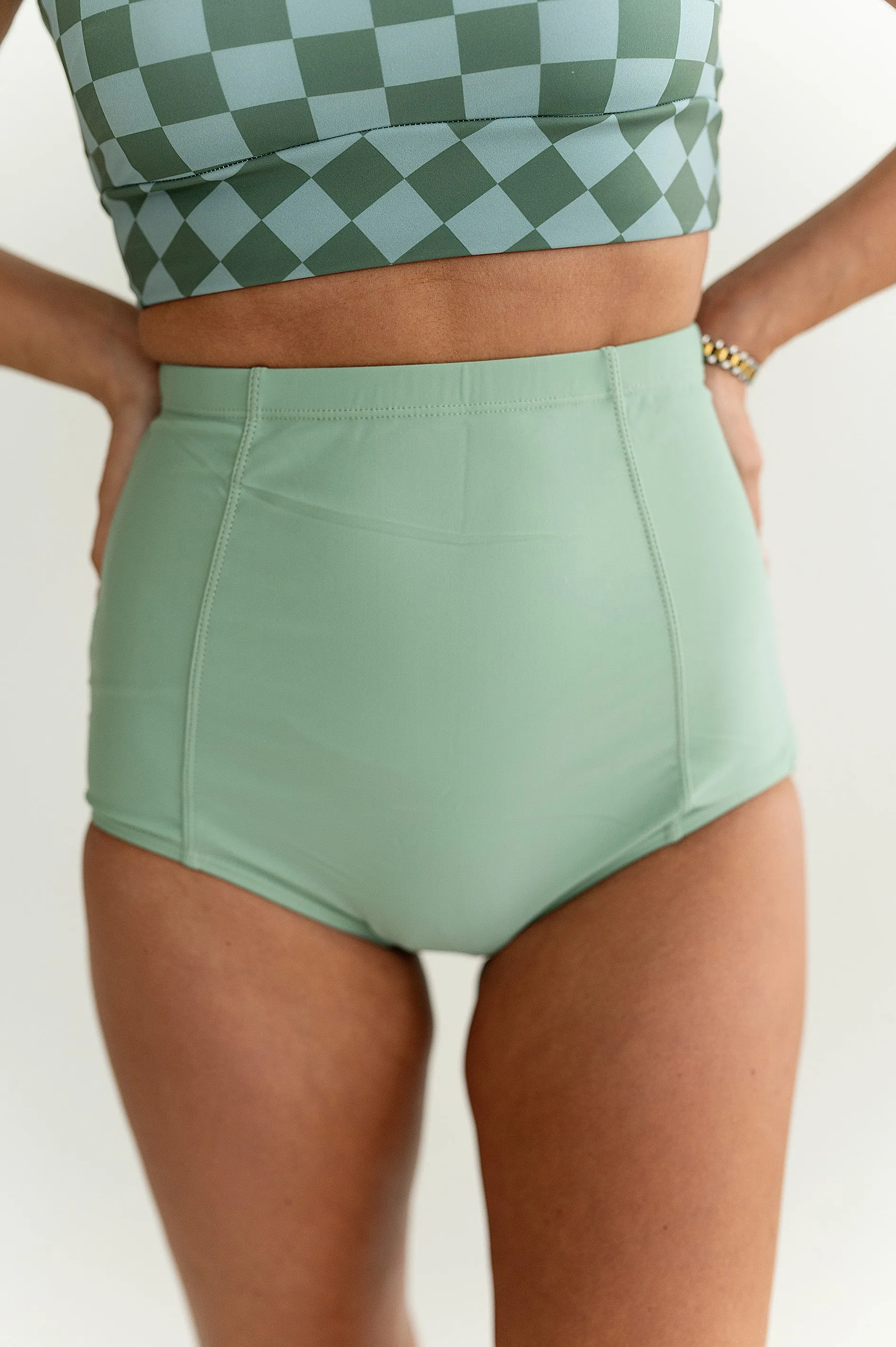 Classic High Waisted Bottoms in Seafoam L&K Exclusive - Size 2X & 3X Left