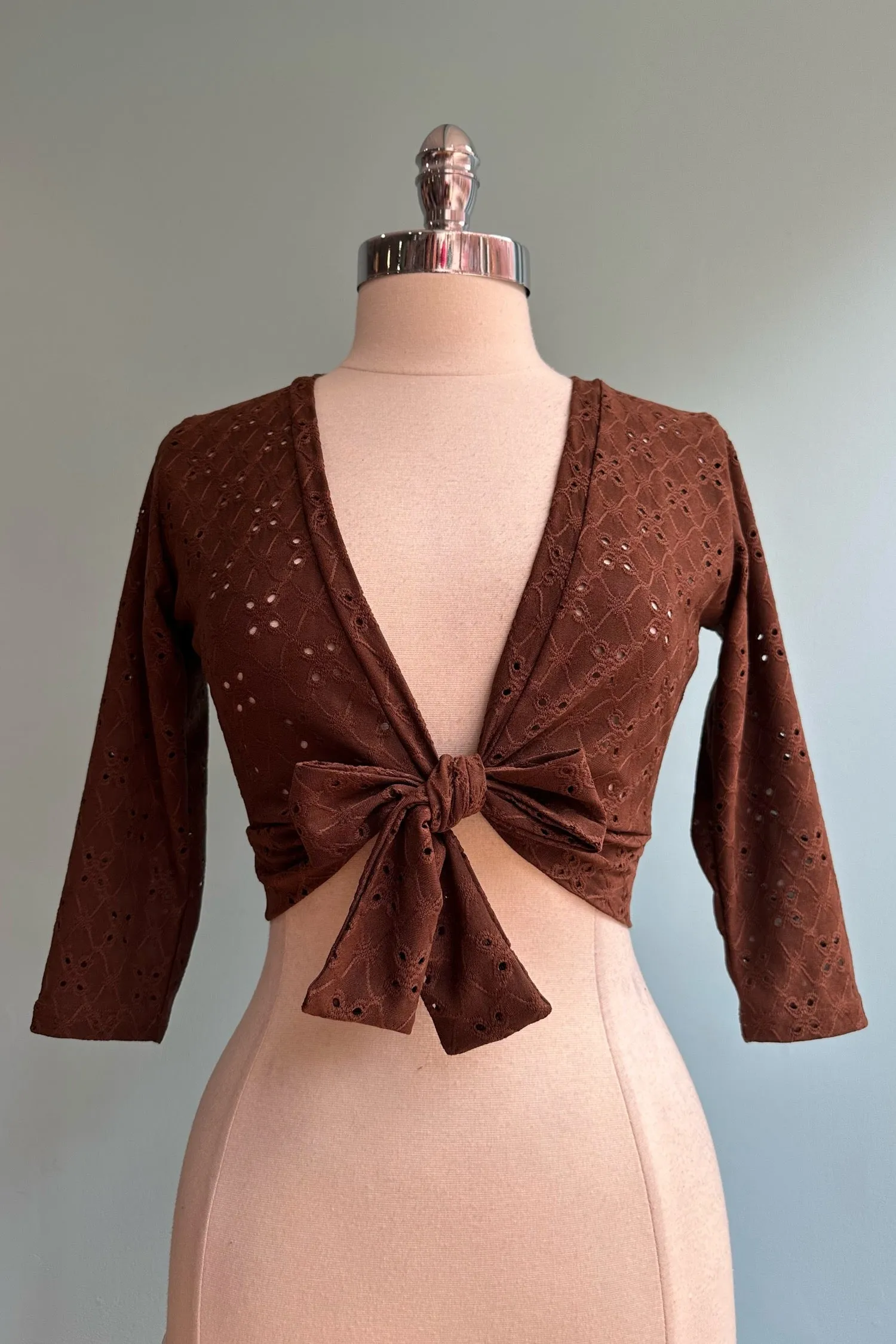 Coco Brown Eyelet Sweet Sweater by Heart of Haute