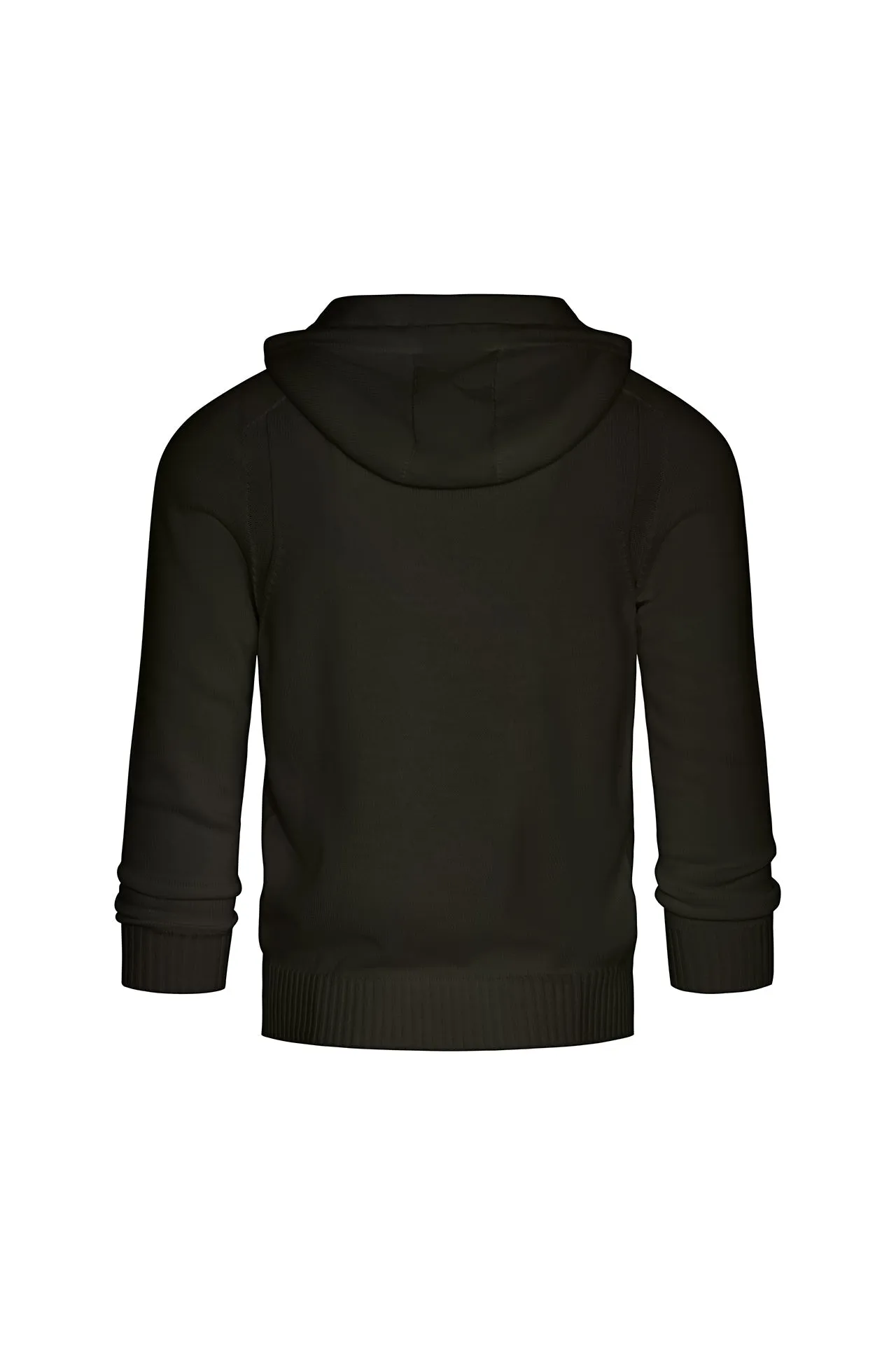 Cotton Knit Zip-Front Hooded Sweater with knitted detail in Orca