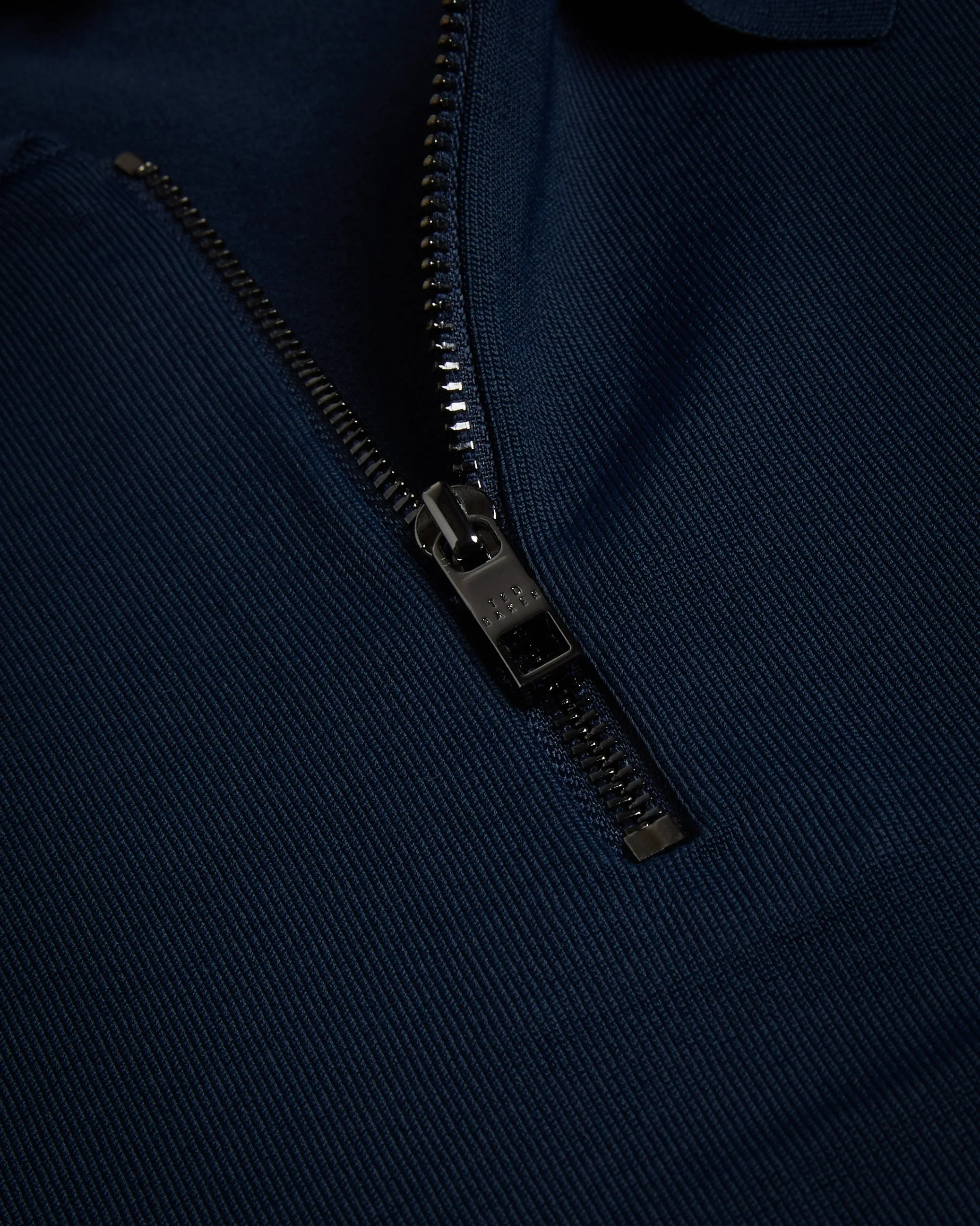 Daldin Ss Rayon Zip Polo Navy