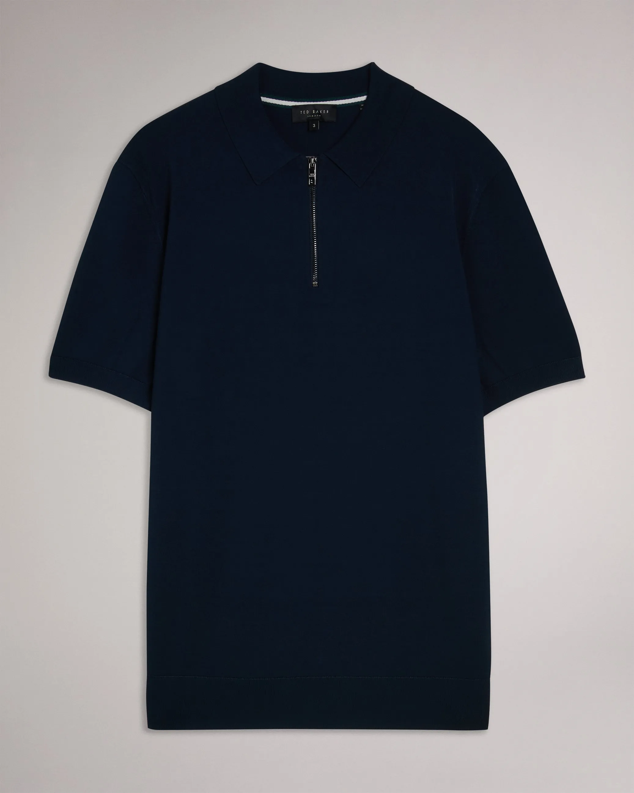 Daldin Ss Rayon Zip Polo Navy