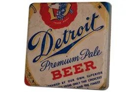 Detroit Beer Vintage Label Porcelain Tile Coaster