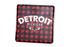 Detroit Michigan Plaid Porcelain Tile Coaster