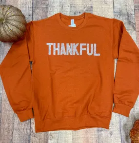 Distressed Vintage Thankful Bling Sweater