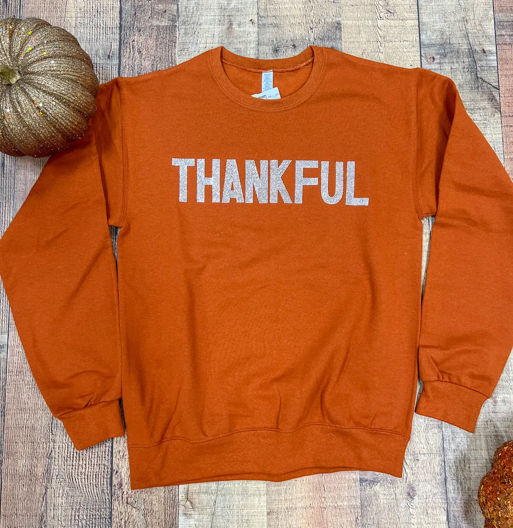 Distressed Vintage Thankful Bling Sweater