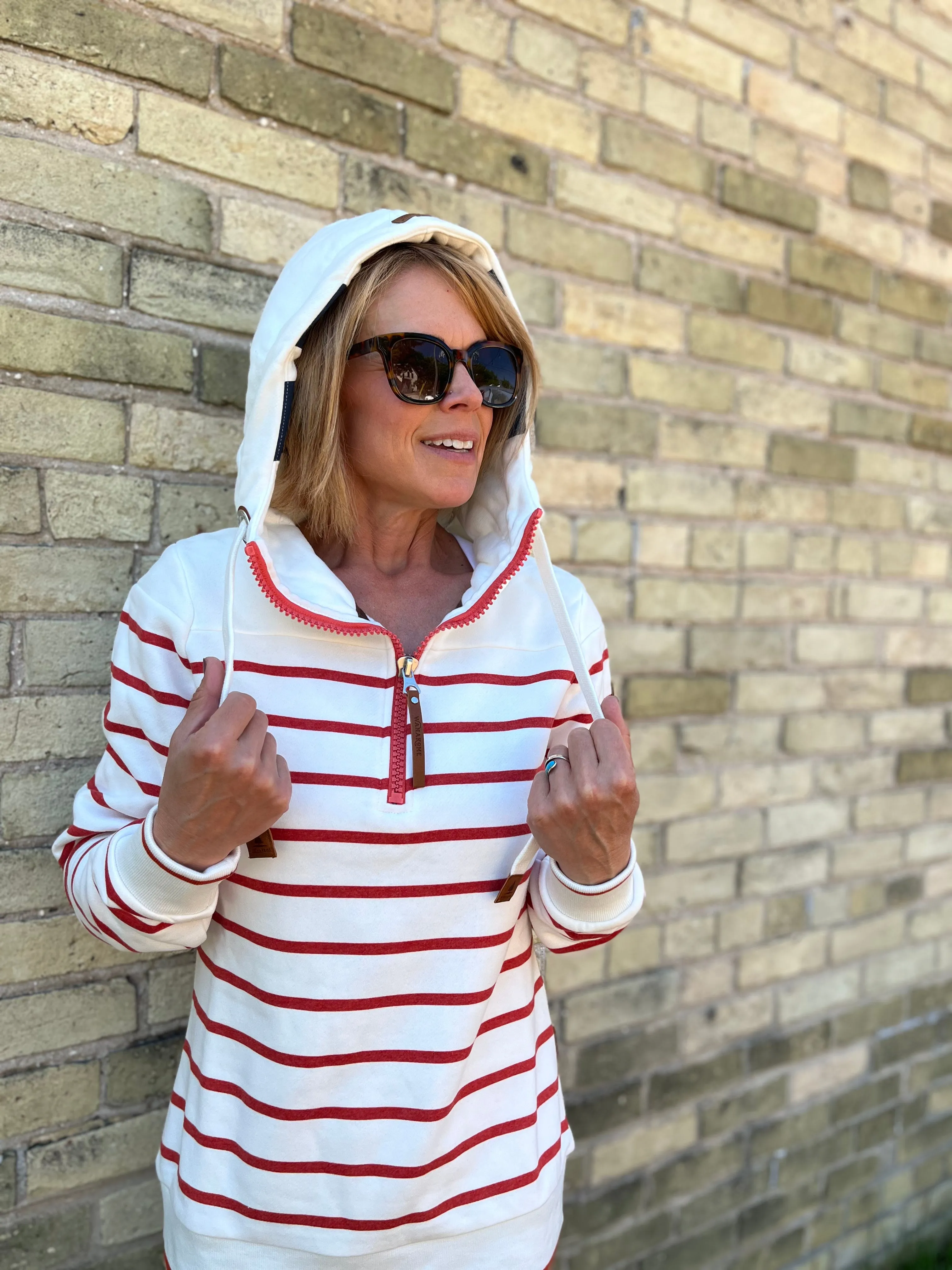 Edwina Striped Zip Neck Hoodie