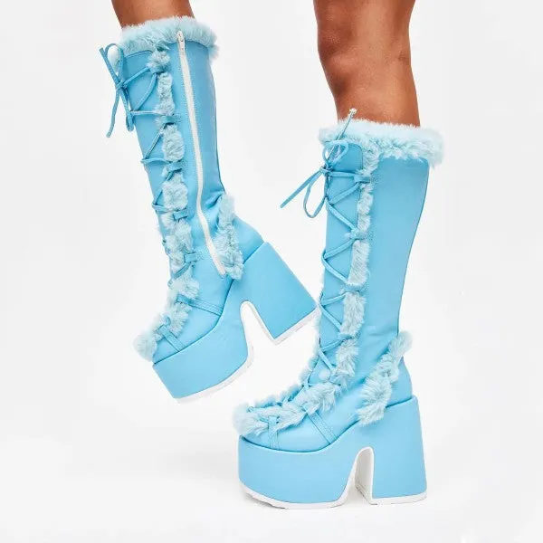 Egirl Babes Lace-up Thick-Heeled High Goth Thick-Soled Muffin Boots