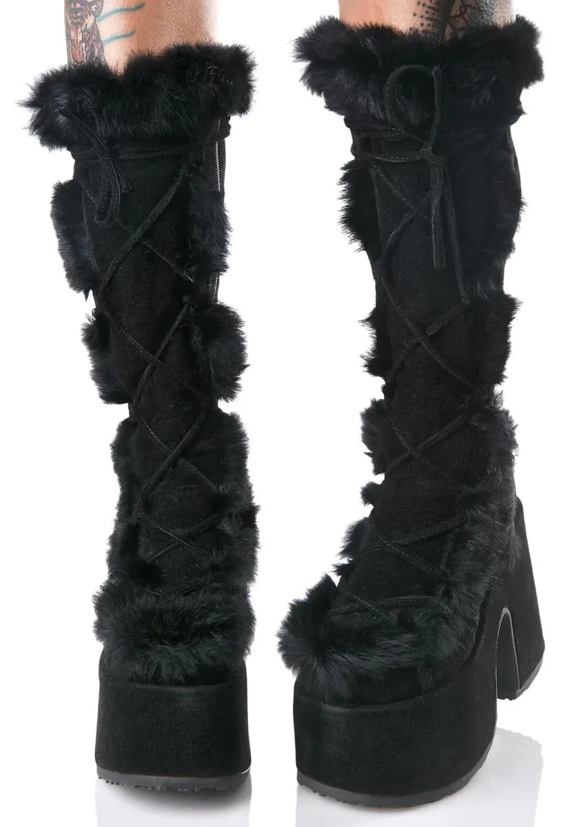 Egirl Babes Lace-up Thick-Heeled High Goth Thick-Soled Muffin Boots