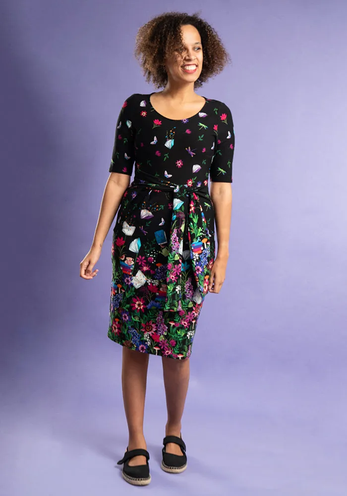 Elinor Book Floral Border Print Cotton Dress