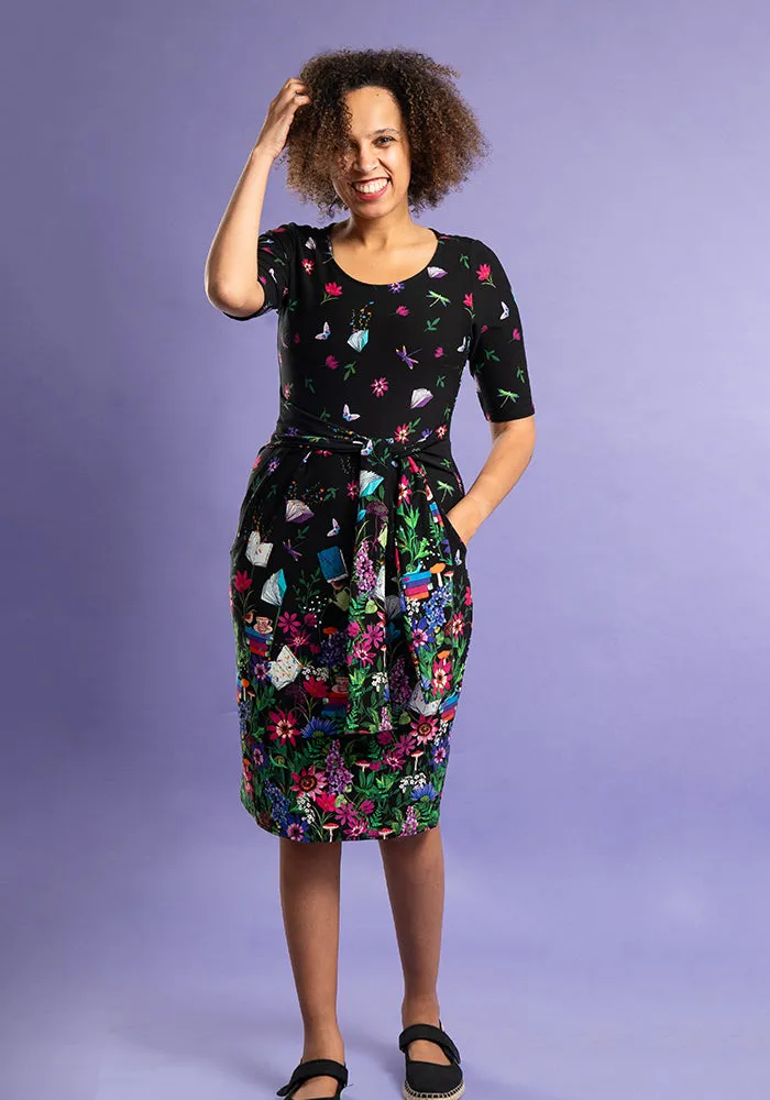 Elinor Book Floral Border Print Cotton Dress