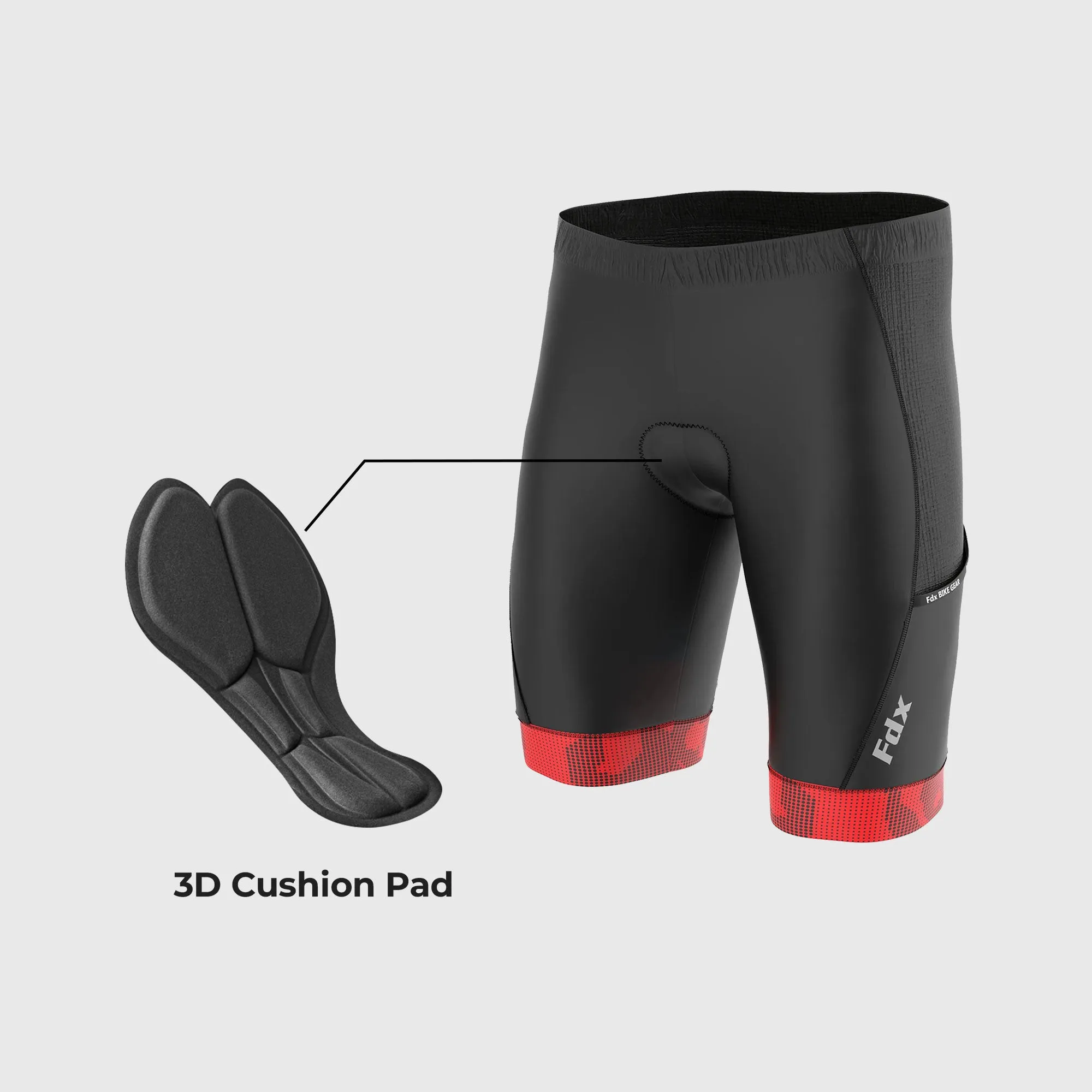 Fdx All Day Red Men's & Boy's Padded Summer Cycling Shorts